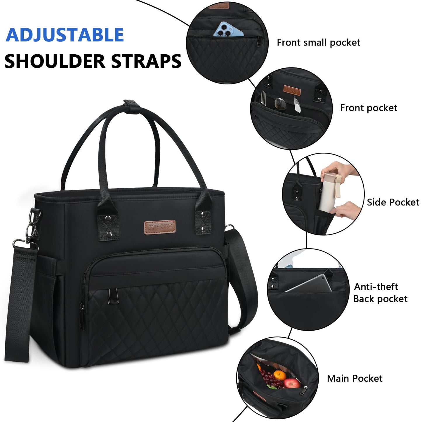 Lunch Bag Lunch Box Women - Leakproof Insulated Lunch Cooler Bag for Women - Large Lunch Tote Bags Adults
