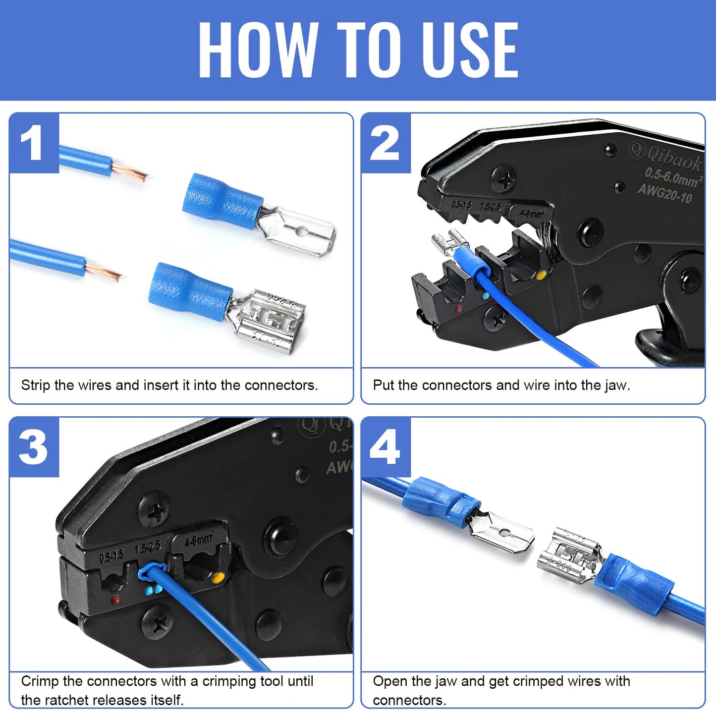 Qibaok 1500pcs Wire Connectors Insulated Electrical Wire Terminals Wire Crimp Connector Ring Fork Spade Butt Connector Kit