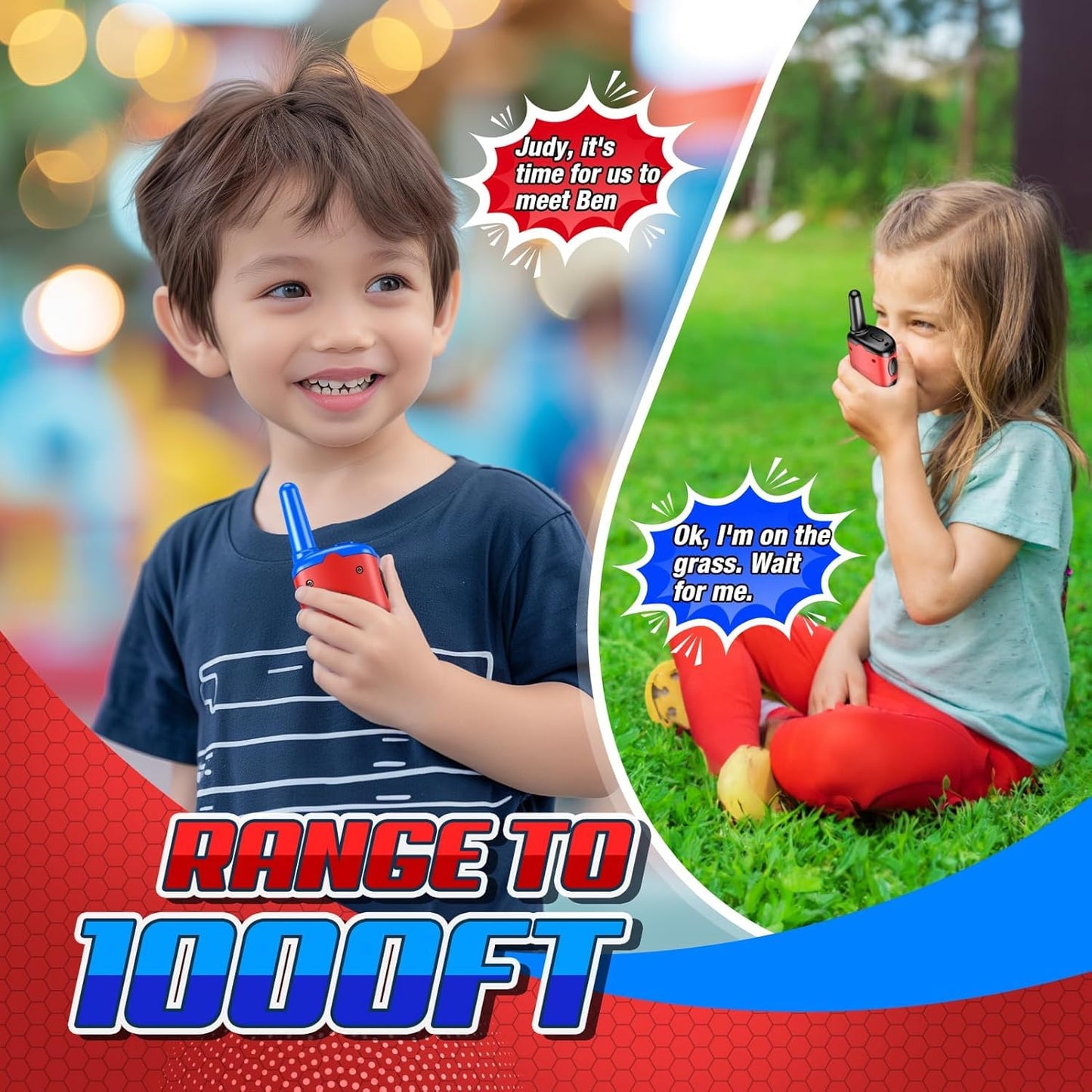 Walkie Talkies for Kids Rechargeable, Exssary Toys for 3 4 5 6 7 Year Old Boys Girls Camping Outdoor Toys for Kids 3-5 Walkie Talkie with USB-C Cable Birthday Gifts for Boy Girl 4-6 8-10