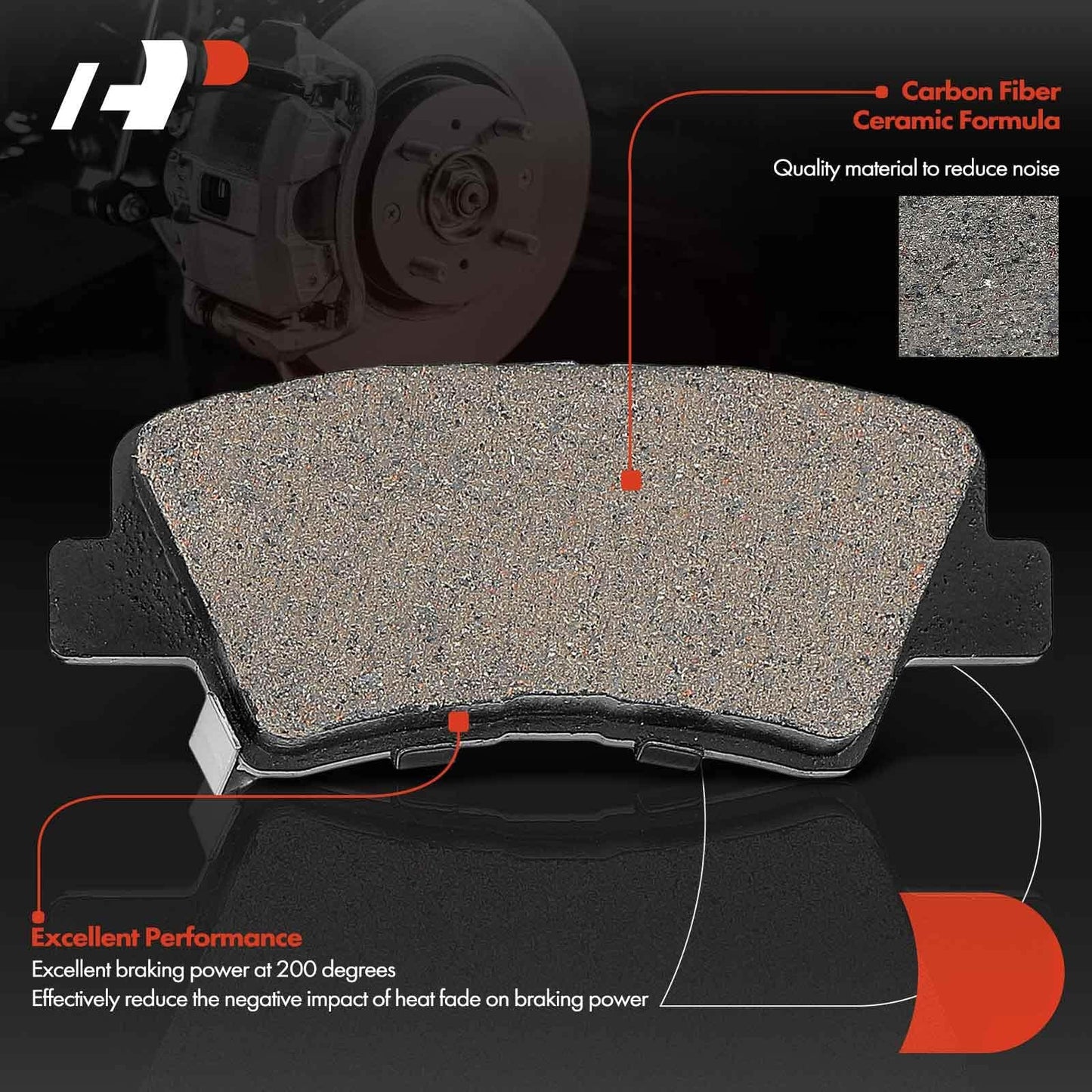 A-Premium Rear Ceramic Disc Brake Pads Set Compatible with Select Hyundai and Kia Models - Accent, Elantra, Elantra Coupe/GT, Sonata, for Veloster, Cadenza, Forte, Optima, Soul, Forte Koup, Forte5