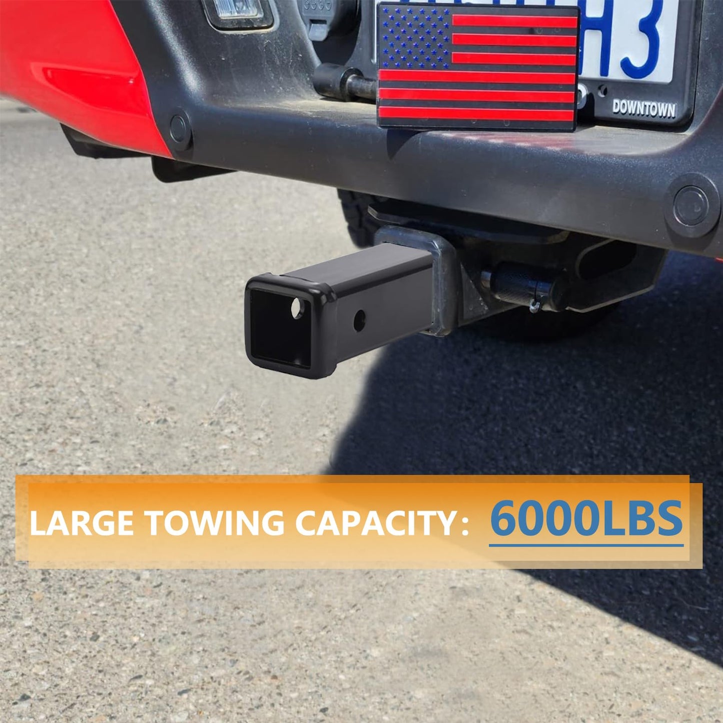 Allucky 12 inch Trailer Hitch Extender Trailer Hitch Extension Receiver Tube Extender, Heavy Duty 6000 lbs Fits for 2" Receiver Tube Tow Bar Steel Shank, Hitch Extender with 5/8'' Pin Hole