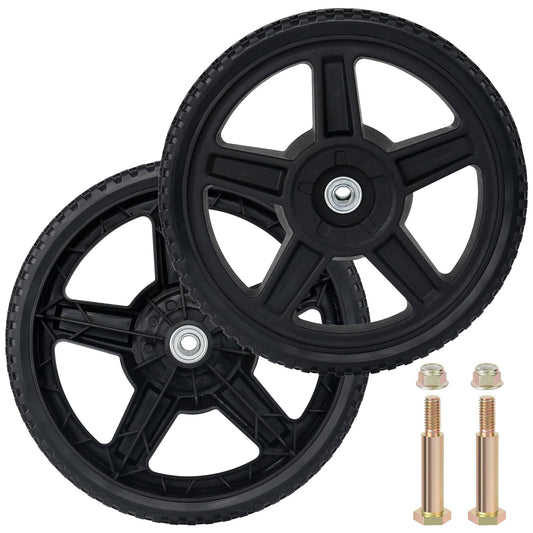 CheeMuii 12 Inch Lawn Mower Wheels 2 Pack 12" Push Lawn Mower Wheels with Bolts and Lock Nuts Kit Fit for Most Standard push Lawn Mowers/Generator/Garden Tiller/Handtruck