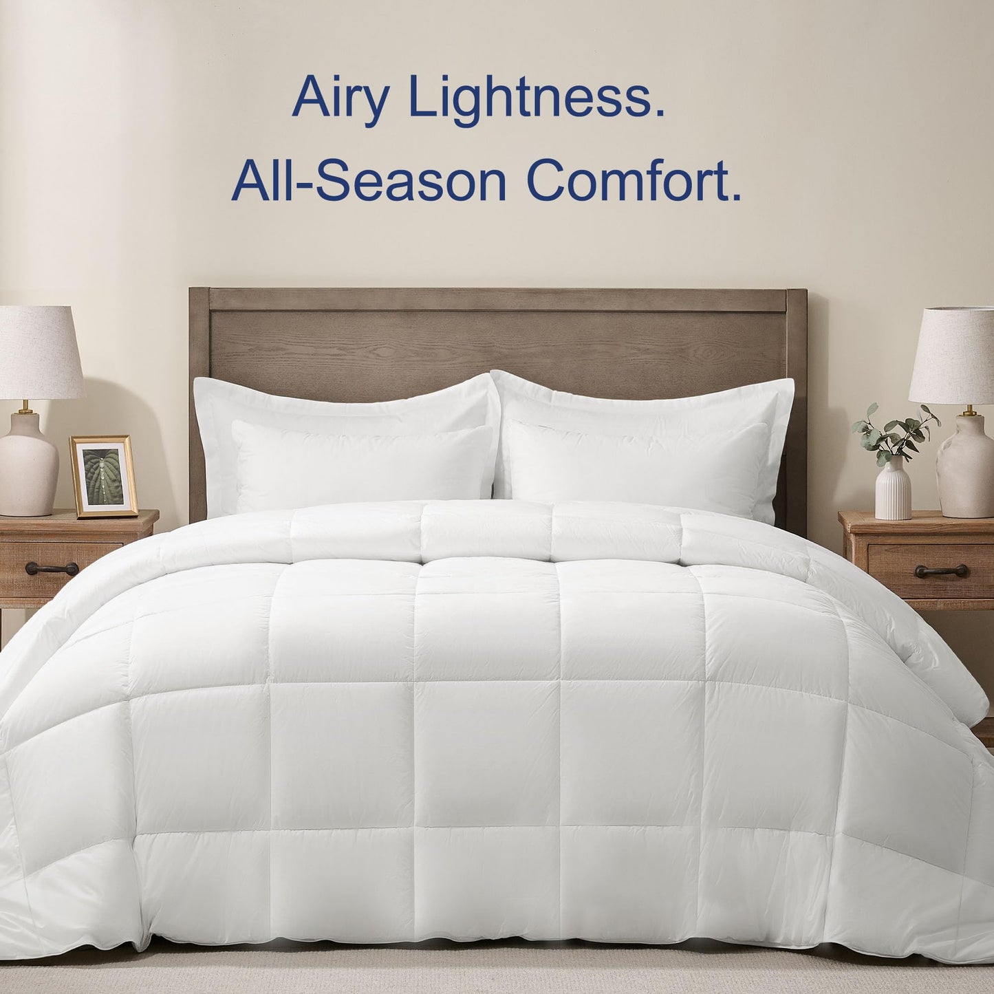 Moonrite Queen Duvet-250GSM Summer Down Alternative Quilted Comforter, Lightweight & Breathable All Season Bedding Quilt with 8 Corner Tabs, White,229x229