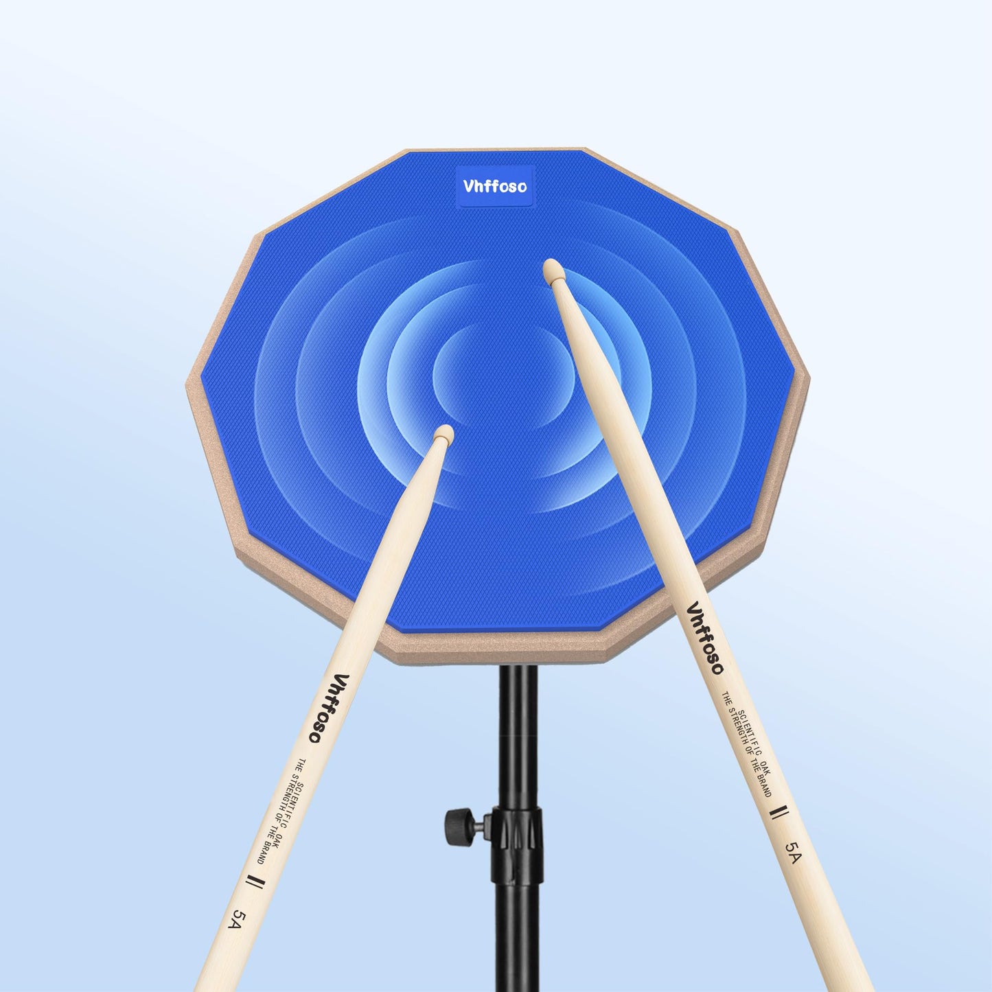 12 Inch Practice Drum Pad with Stand and Sticks, Beginner Snare Drum Pad with Drumsticks and Carrying Bag, Double Sided Silent Drum Pad (Blue)