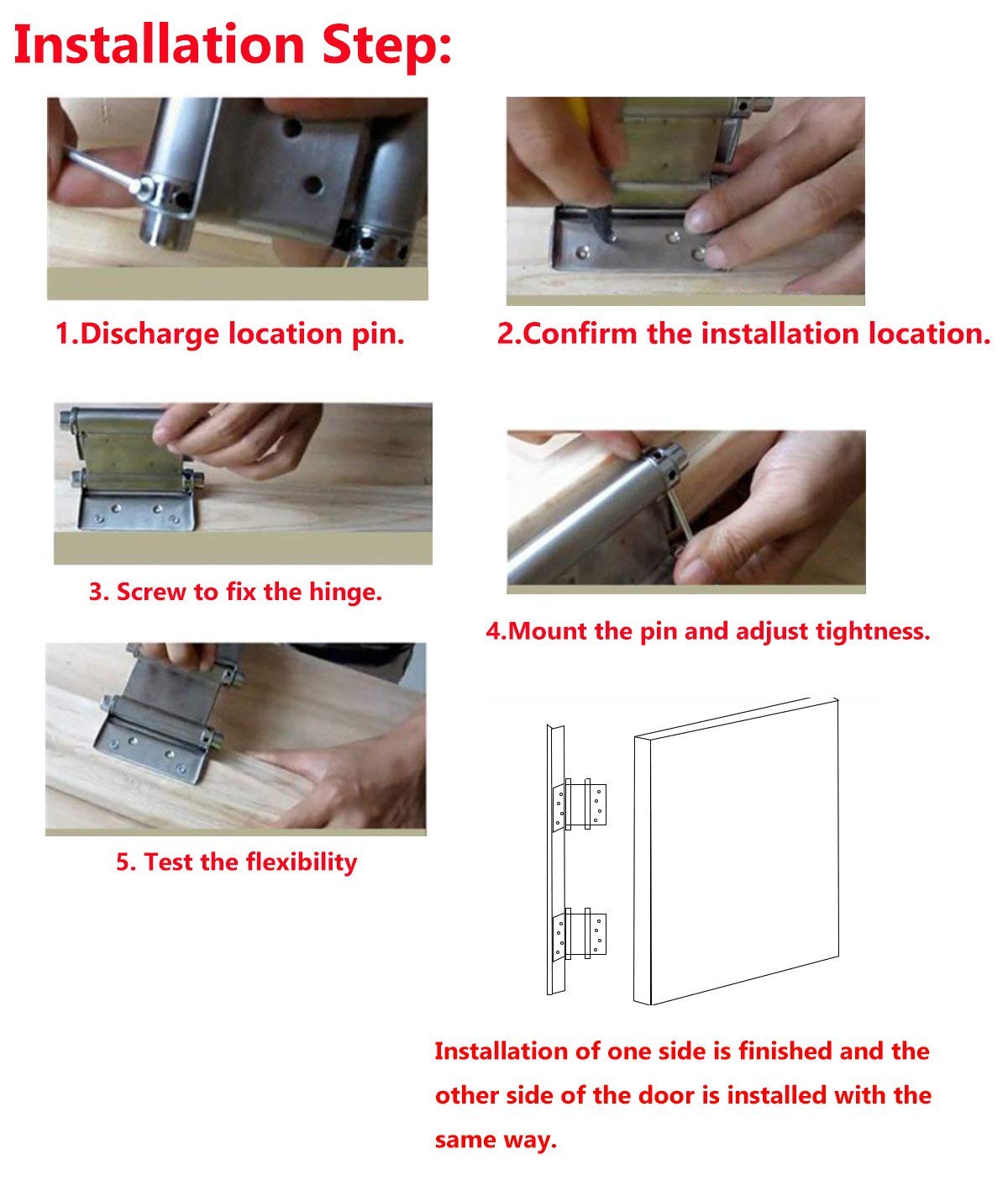 2 Pairs (4 Pcs) 3” Stainless Steel Cafe Saloon Door Swing Self Closing Double Action Spring Hinges