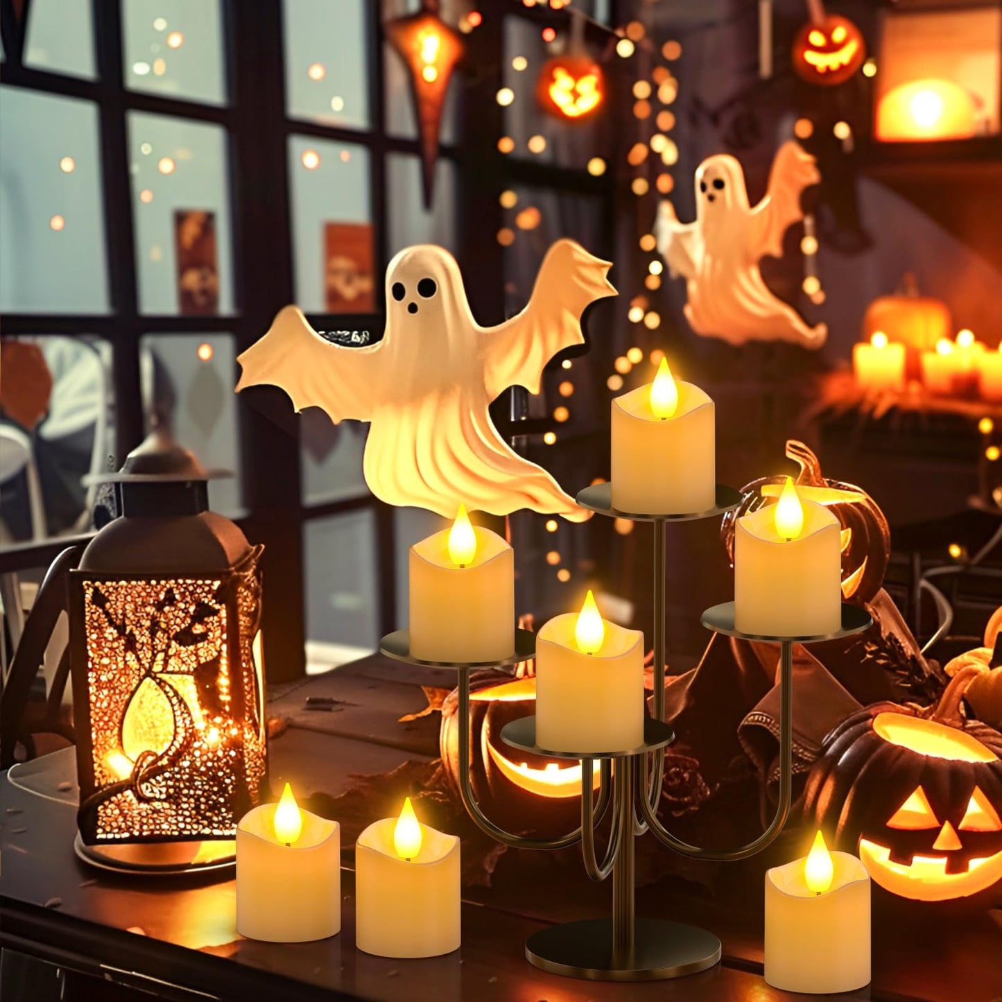 Yme Rechargeable Tea Lights Candles with Charger Storage Base, 12 Pack Battery Operated LED Flameless Votive Candles with Remote Timer for General Fireplace Halloween Pumpkins Christmas Party Decor