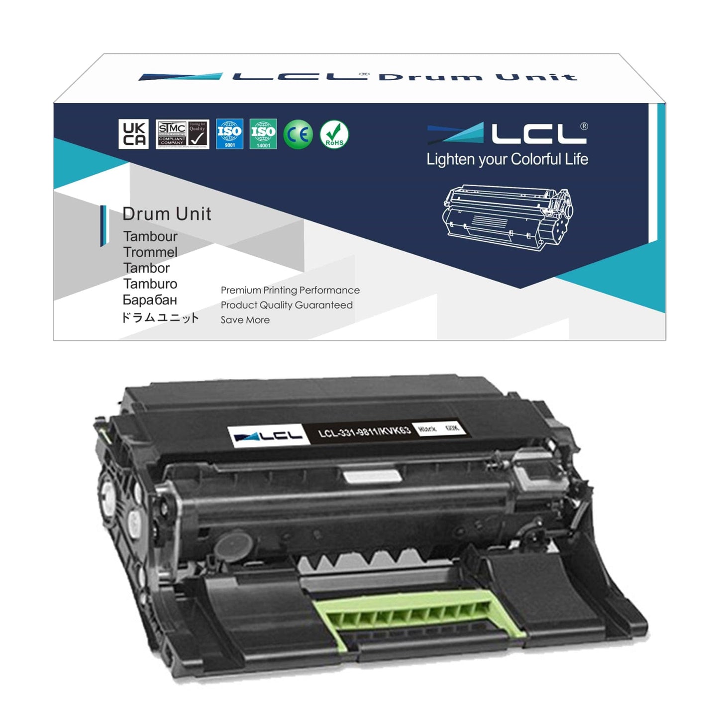 LCL Remanufactured Drum Unit for 331-9810 Replacement for Dell 331-9810 331-9811 KVK63 for B2360d B2360dn B3460dn B3465dn B3465dnf S2830dn S2830 (1-Pack, Black)