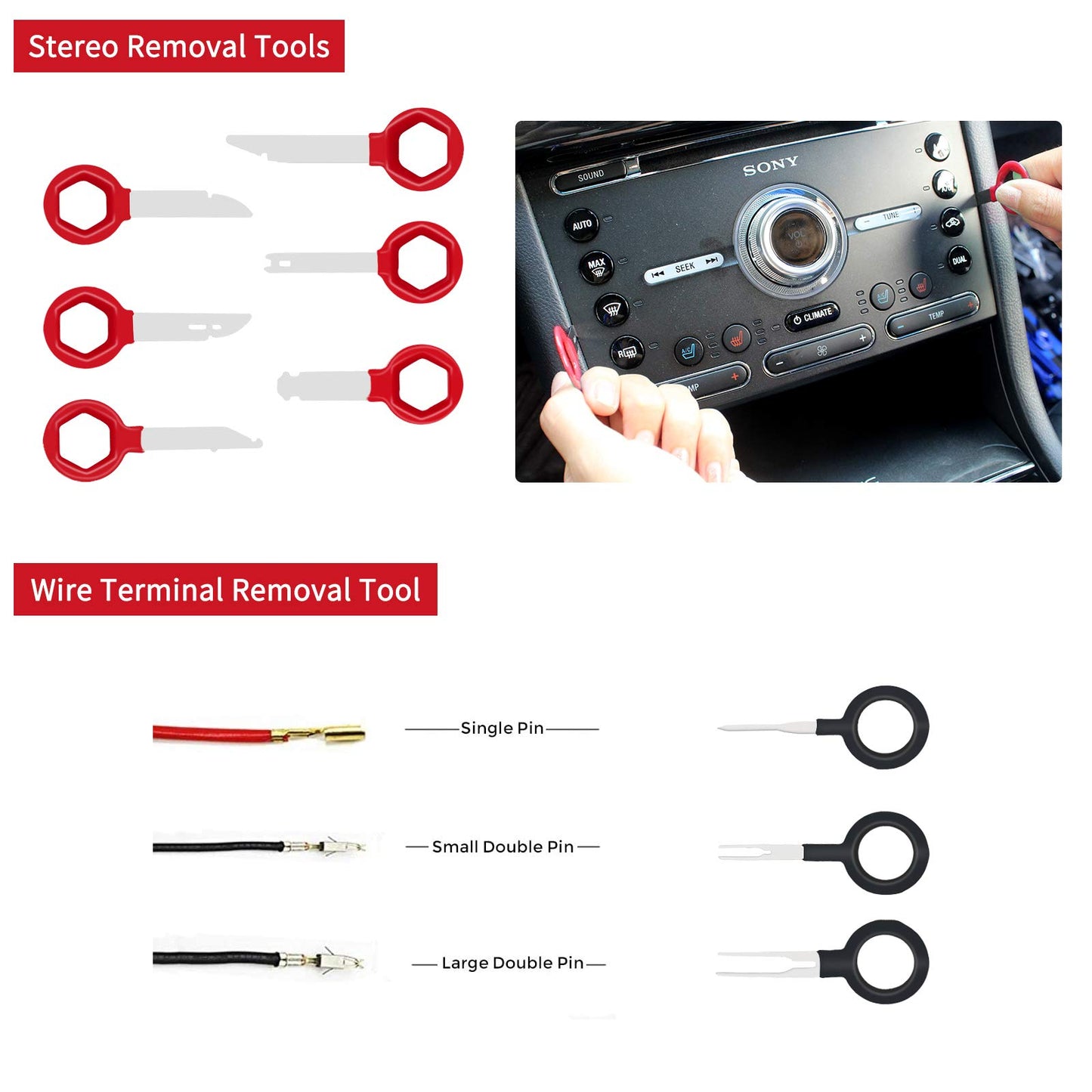 Wetado Trim Removal Tool, 200PCS Trim Tool Auto Removal Kit, Plastic Panel Fastener Removal Tool, Trim Removal Kit for Car/Trim/Panel/Door/Audio/Auto Clip Pliers/Terminal Removal Tool Kit (Red)