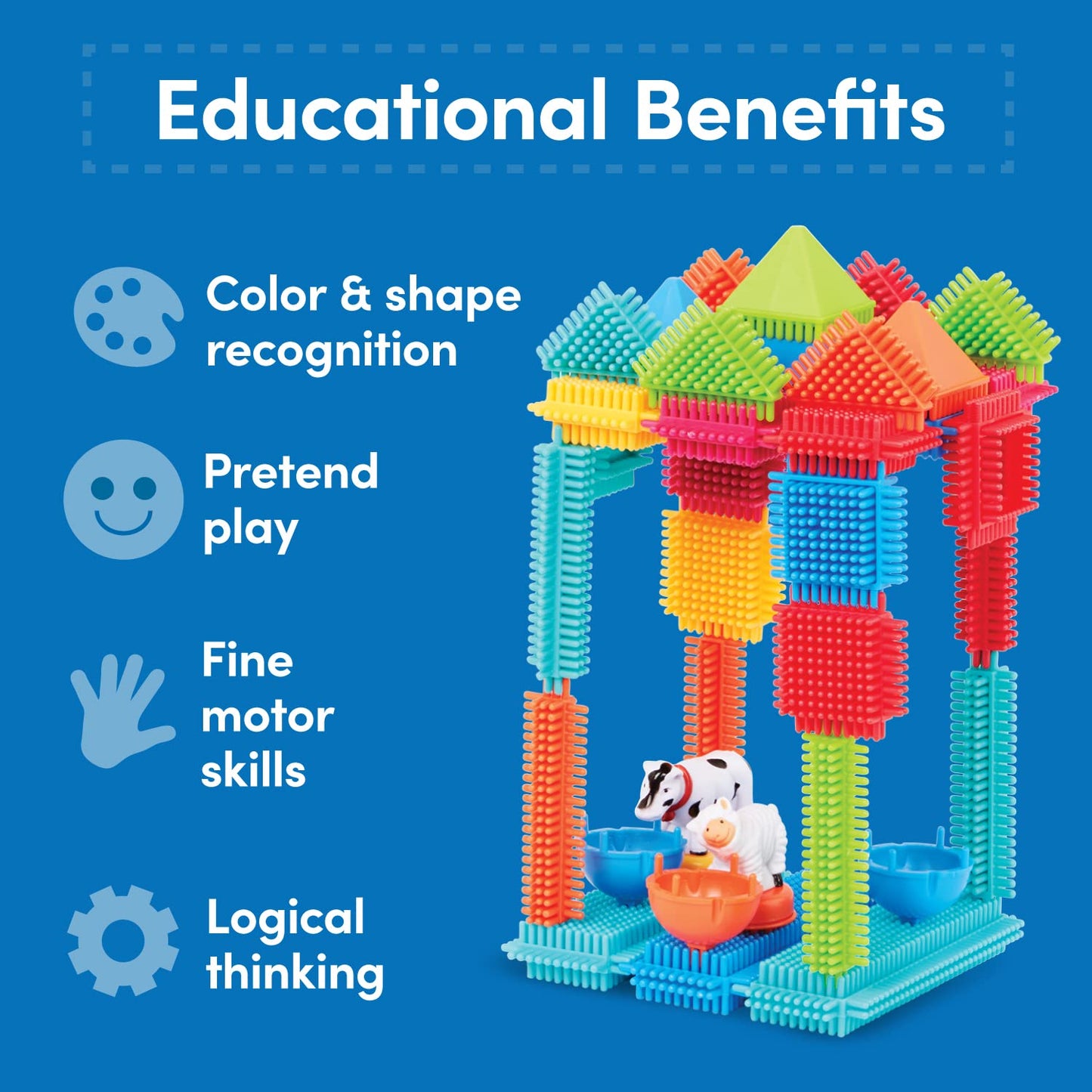 Battat – Bristle Blocks – STEM Interlocking Building Blocks – 113 Pieces Playset – Reusable Storage Case – Developmental Toys for Toddlers & Kids – Deluxe Builder Case – 2+ Years