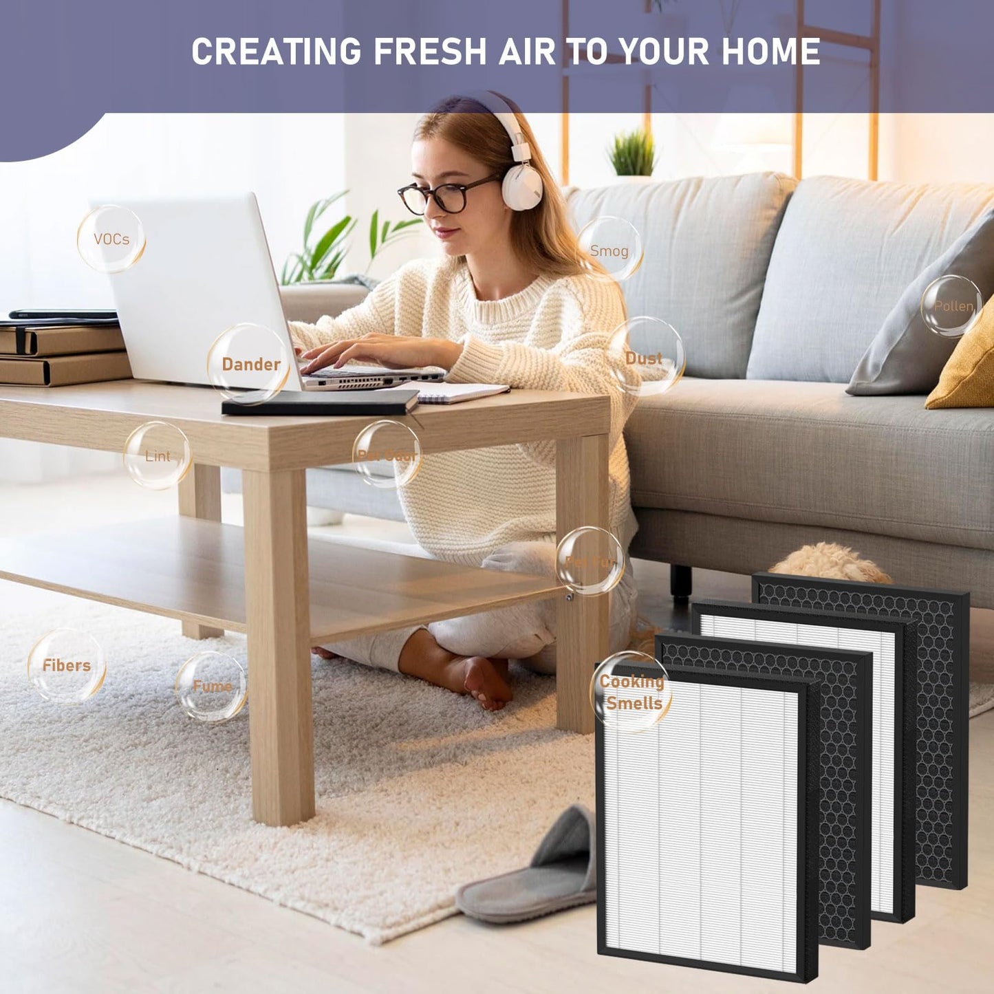 Ontheone LV-PUR131 True HEPA Replacement Filter Compatible with LEVOIT LV-PUR131, LV-PUR131S, LV-PUR131-RF Air Purifier, 2-in-1 True HEPA, Activated Carbon Filter, Part # LV-PUR131-RF, 2 Pack