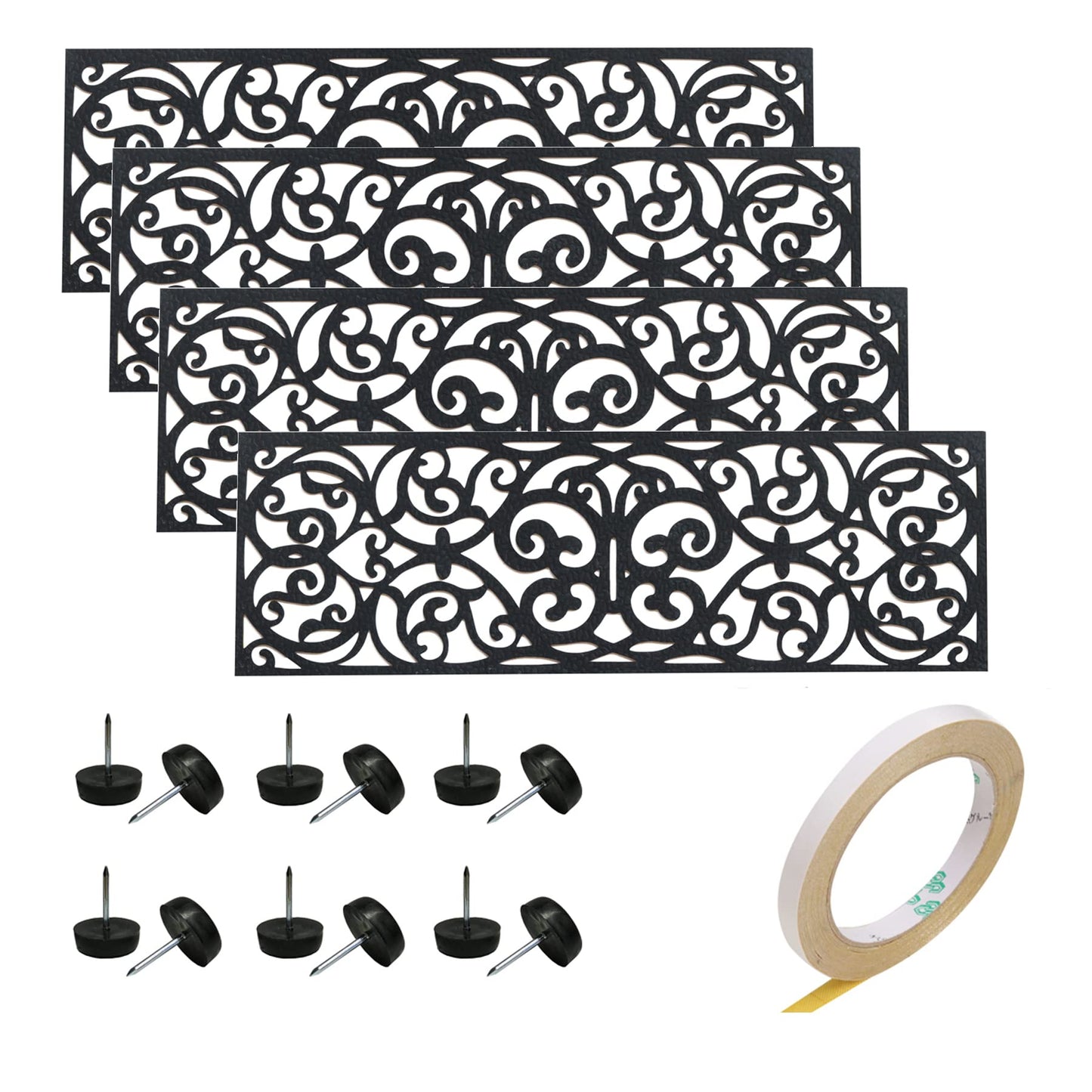 Rubber Stair Treads, Outdoor Stair Treads Non-Slip, Butterfly Designed Stair Tread Mats, Anti-Slip Step Mat - Set of 4 Include Stay-on-Kit, 30 x 10 Inches