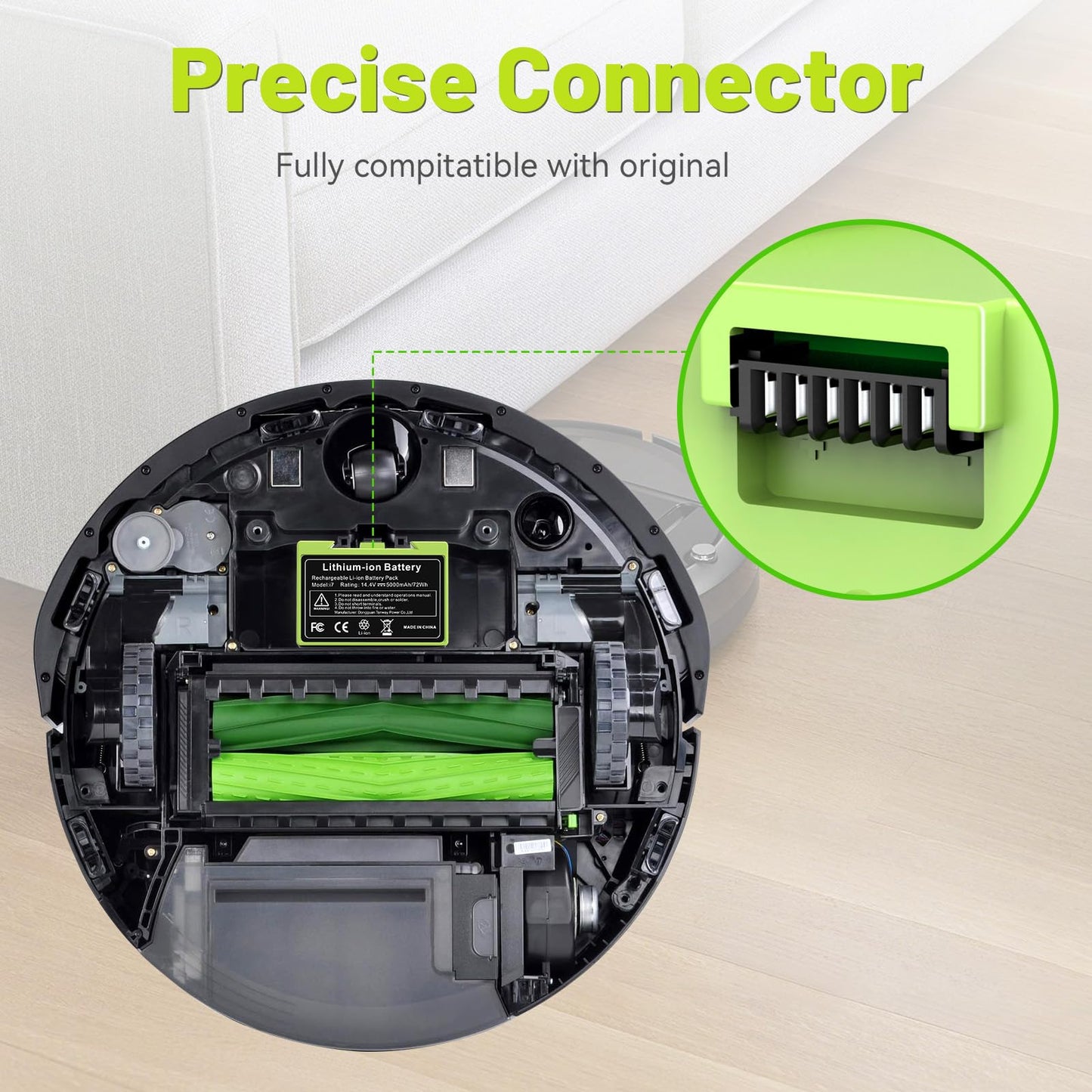 5000mAh 14.4V Battery Compatible for iRobot Roomba E5 5134 5150 5158, E6 6198 6134 6199, i7 i7+7150 7550 i7550 i7558, i3 i3+ 3150 3550 3558 i4 i4+ 4150 4550 4552 4192 4624864 ABL-D1 Vacuum Cleaner