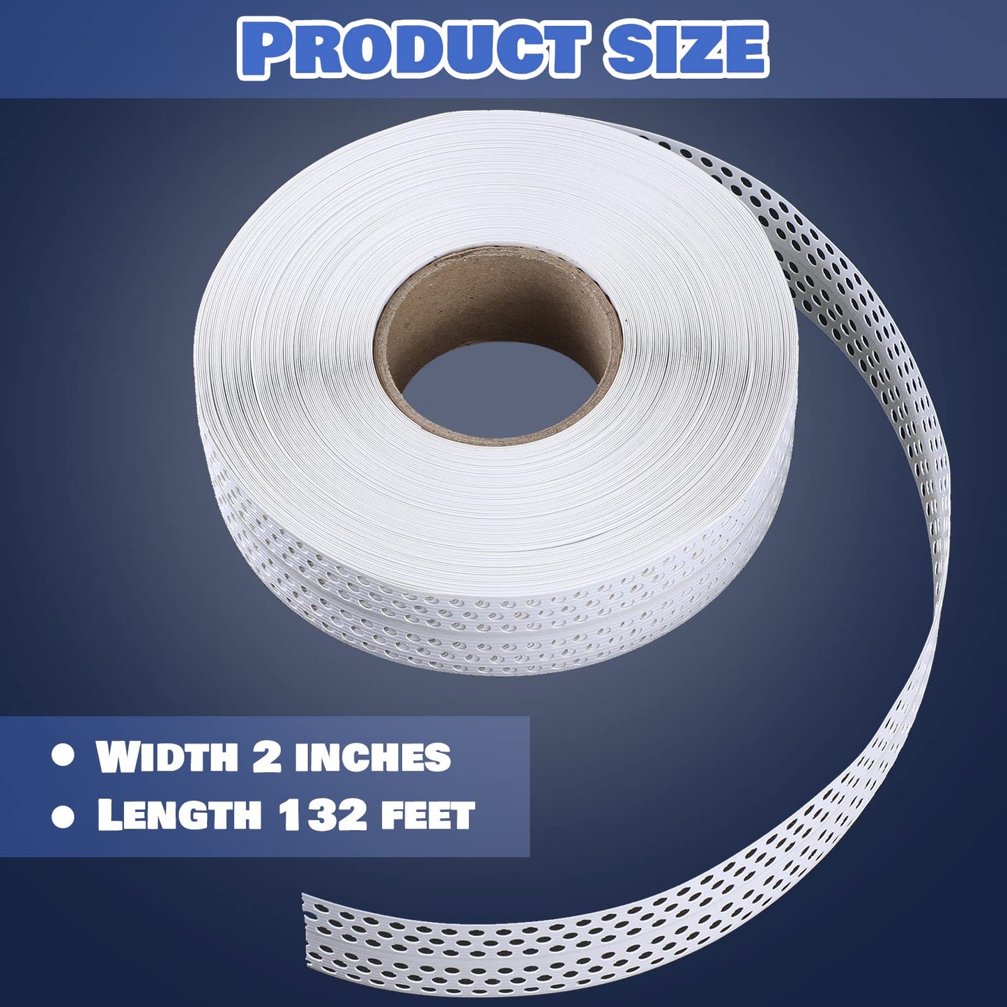 Drywall Joint Tape 2" x 132' PVC Multipurpose Self Adhesive Joint Tape Drywall Corner Line Wall Crack Self Adhesive and Patch for Inside and Outside Corner Bead, Ceiling Wall Crack Filling