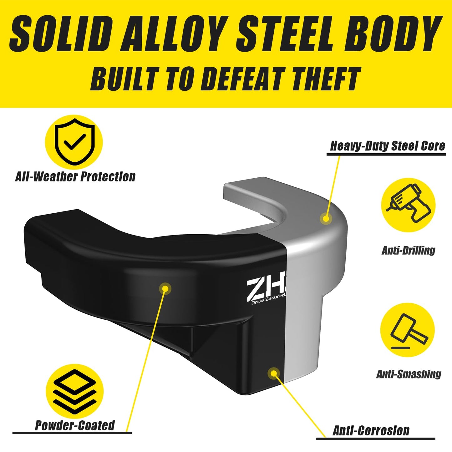 ZHDD Trailer Hitch Lock Kit,2" Heavy Duty Anti-Theft Trailer Tongue Coupler Locks Set for RV,Camper,Boat,Caravan (2 Inch)