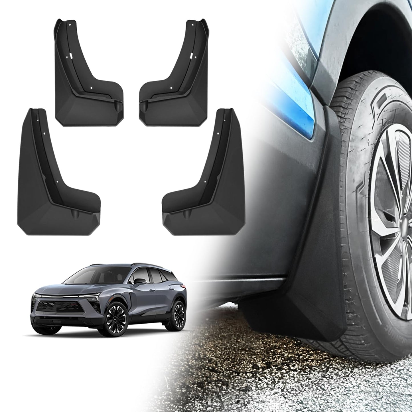 BestEvMod Mud Flaps Splash Guards Fit for Chevrolet Blazer EV 2026 2025 2024 Accessories Fender Dirt Protection Winter Sediment Dirt Protection No Need to Drill Holes Set of 4 NOT FIT SS Models