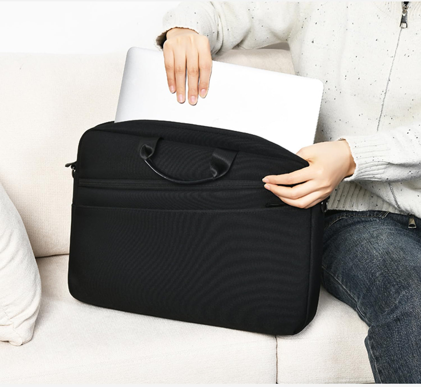15.6 Inch Business Laptop Bag for Men & Women, Waterproof Polyester Briefcase for Work, Commute, Travel