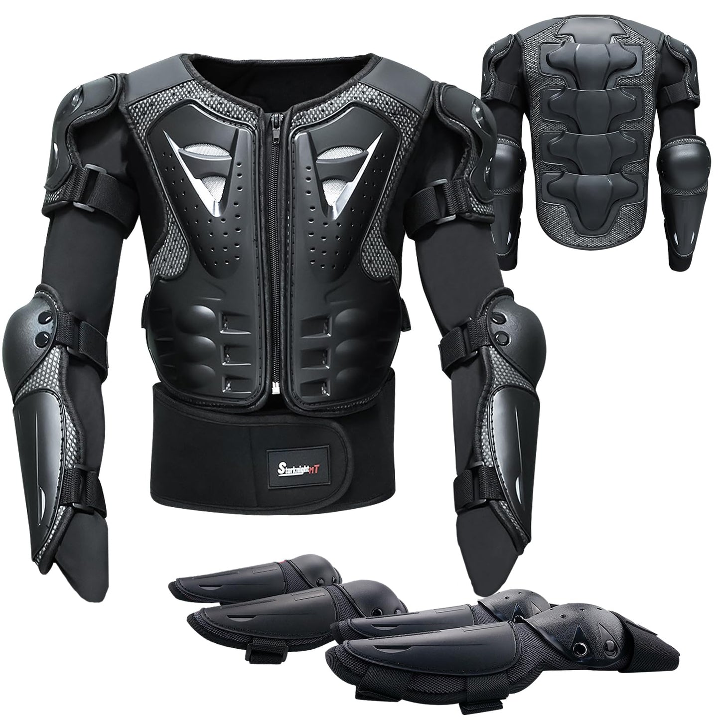 Kids Motorcycle Armor Suit Dirt Bike Gear Riding Protective Chest Spine Back Protector Shoulder Arm Elbow Knee Protector Pads for Cycling Skateboard,Skiing,Skating,Off-Road