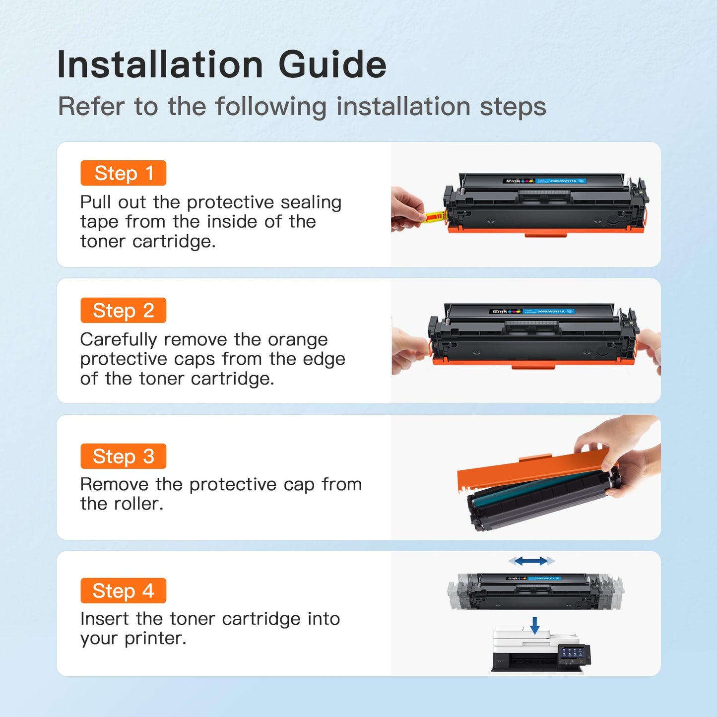 (Newest Chip) 206X Toner Cartridges (W2110X) 4 Pack Compatible Replacement for HP 206A 206X W2110X for HP Color Pro MFP-M283fdw M283cdw Pro M255dw M283 M255 Printer High Capacity (BK/C/M/Y)