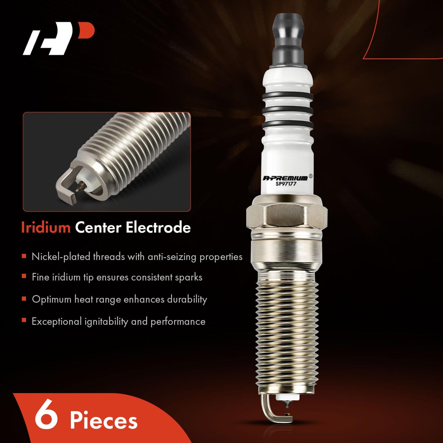 A-Premium Iridium Platinum Spark Plugs Compatible with Ford F-150 2011-2019, Explorer 2013-2019, Transit-150, Transit-250, Transit-350, Transit-350 HD, Taurus, Expedition, Flex, Pack of 6