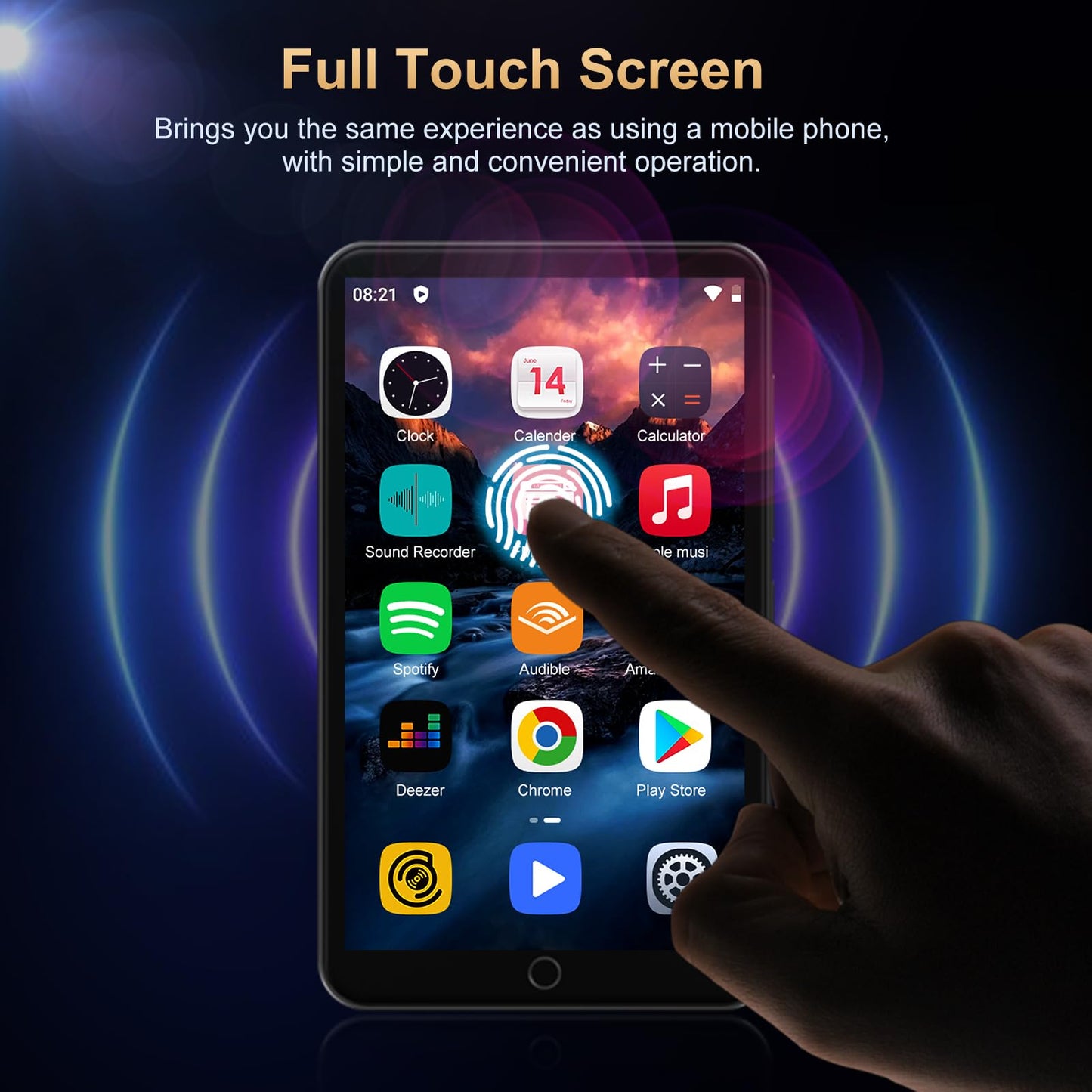 80GB MP3 Player with Bluetooth and WiFi, Mp3 & Mp4 Music Player with Spotify, Amazon Music, Deezer, Audible, Browser, 4.0" IPS Touch Screen Android Player with Speaker, FM Radio, Up to 512GB（Black）