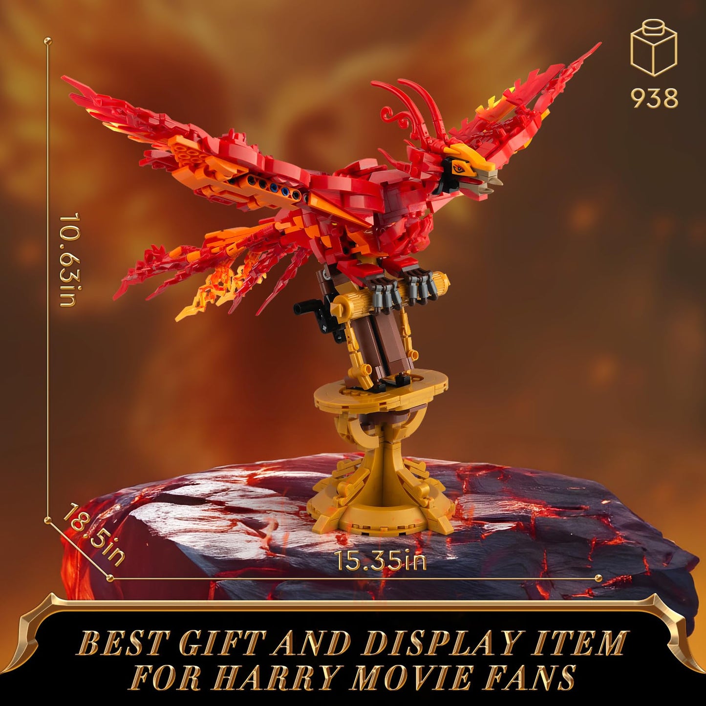 Vziimo Harry Phoenix Building Set, Bird Animals Set Wings Adjustable Building Kit, Collectible Harry Model Toys Gifts for Adults Kids Fans 12+ (938 PCS)