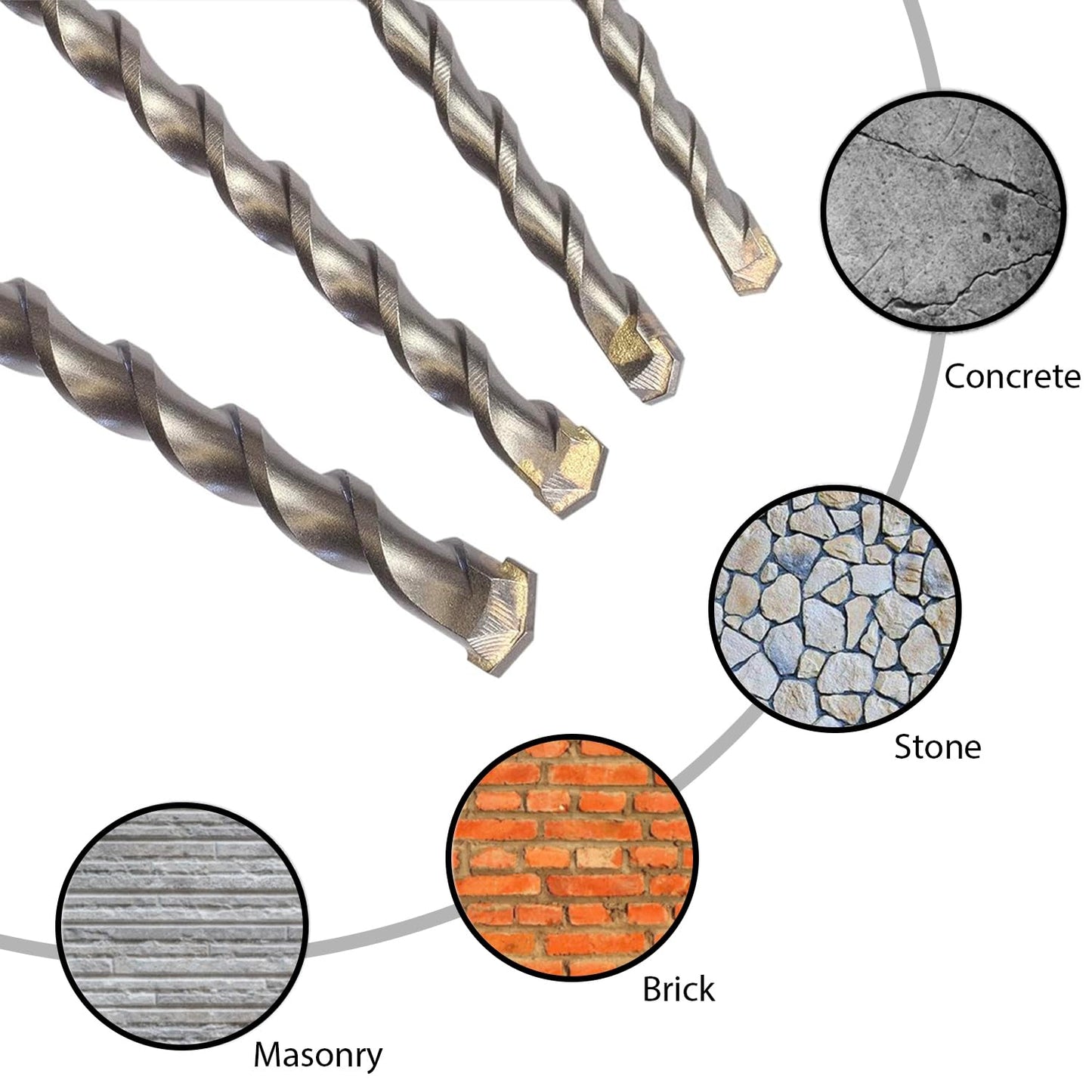 FF ERA 10-Pack SDS Plus 3/16" x 6" Rotary Hammer Drill Bits, Carbide Tipped for Brick, Stone and Concrete