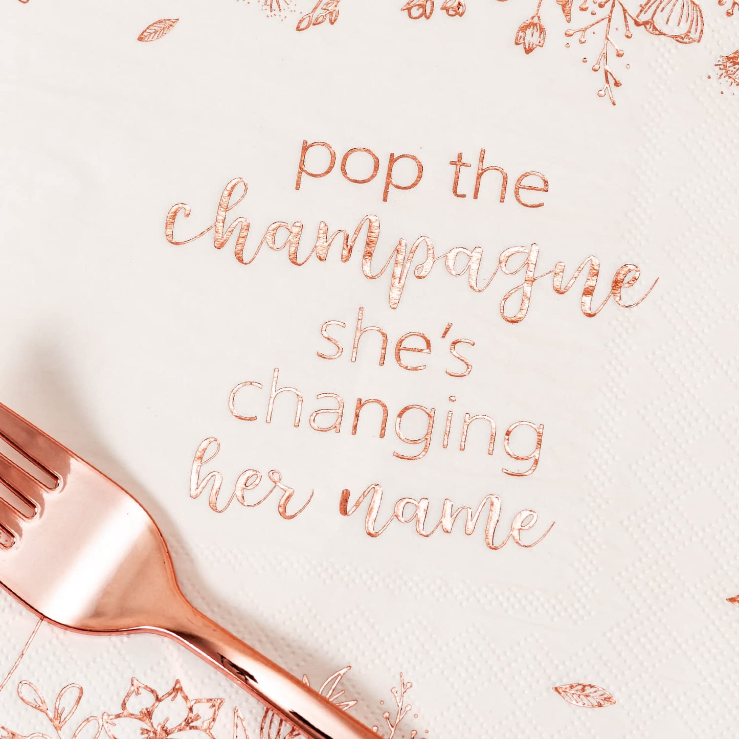Crisky Rose Gold Bachelorette Napkins Plates Cups Set for Bridal Shower Wedding Engagement Party Decorations Supplies, Disposable Tableware Set of 24 (Pop, She is Change Her Name)