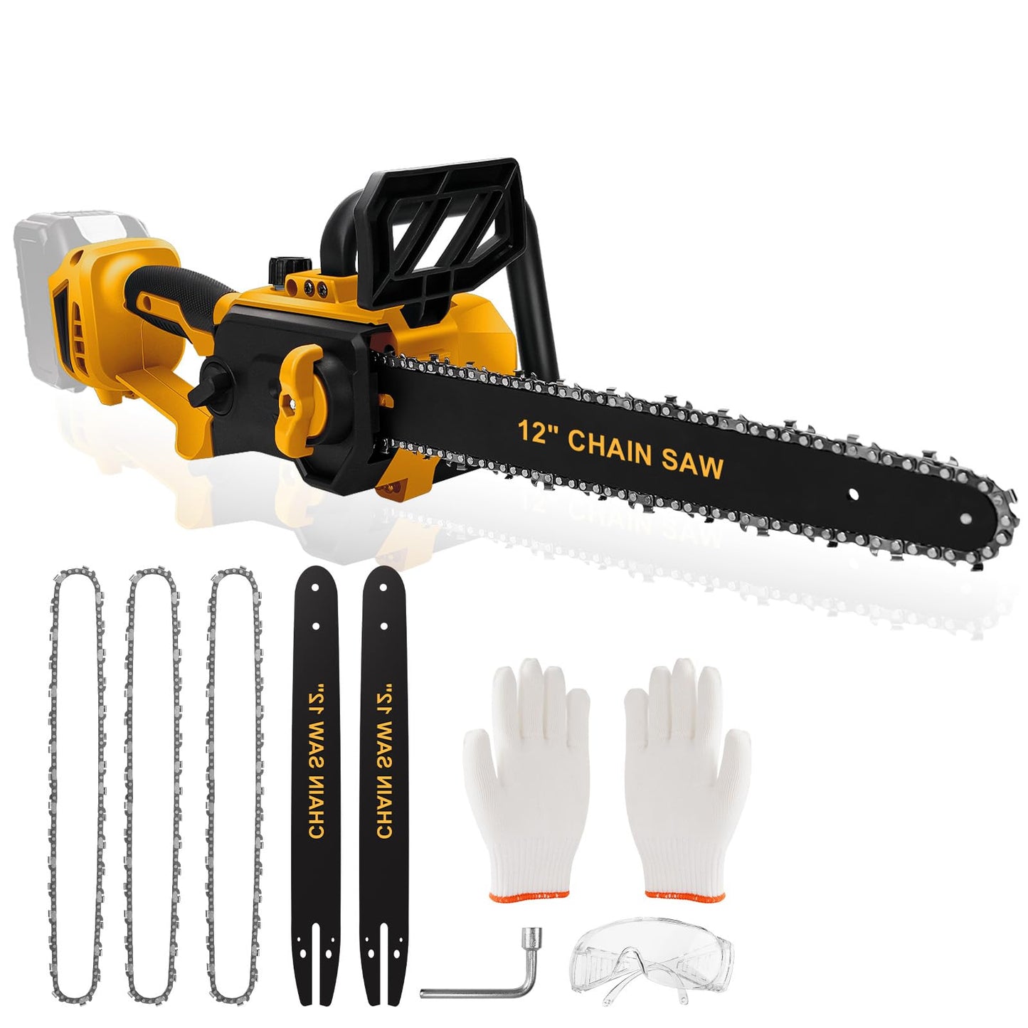 Brushless Chainsaw Compatible with Dewalt 20V Battery, 12 Inch Mini Chainsaw Cordless with Auto Oiler & Security Lock, 1000W Handheld Chain Saw for Tree Trimming, Branch Wood Cutting (No Battery