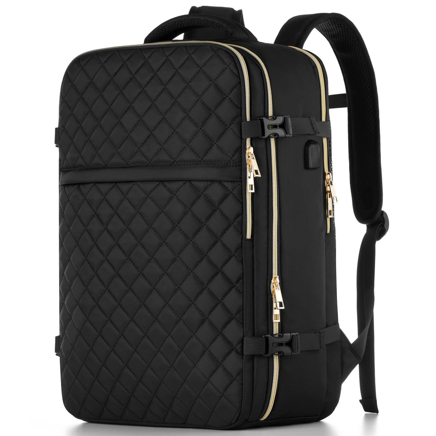MOMUVO Large Travel Backpack Women, Flight Approved Carry On Backpack, Water Resistant Anti-Theft Casual Daypack School Bag,18.4 inch,Black
