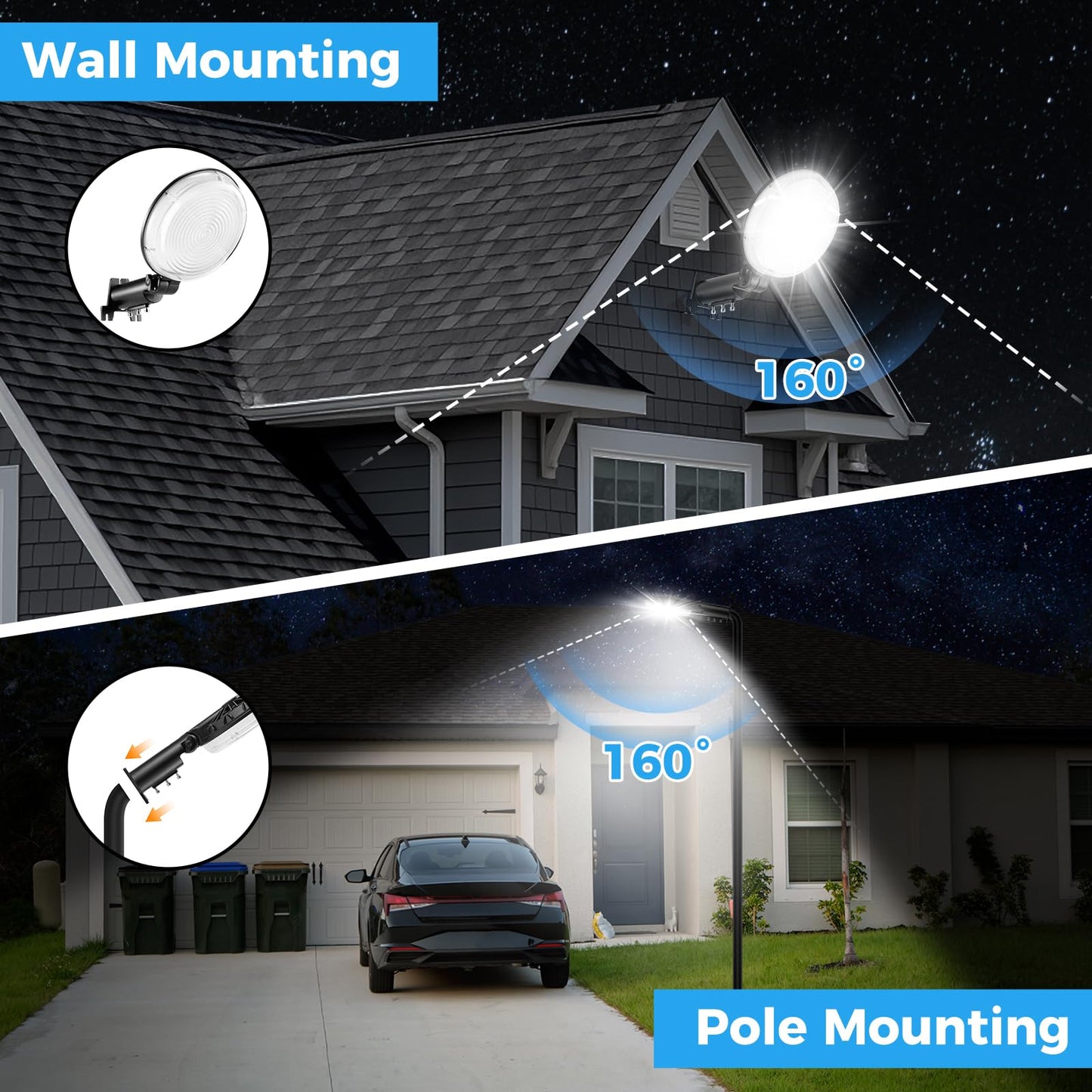 WILLGOTOP 150W Dusk to Dawn Outdoor Light, 21000LM LED Outdoor Lights, 150° Adjustable Barn Light Outdoor, Yard Lights, 6500K Security Light IP66 Waterproof Street Lights for Farmhouse Warehouse