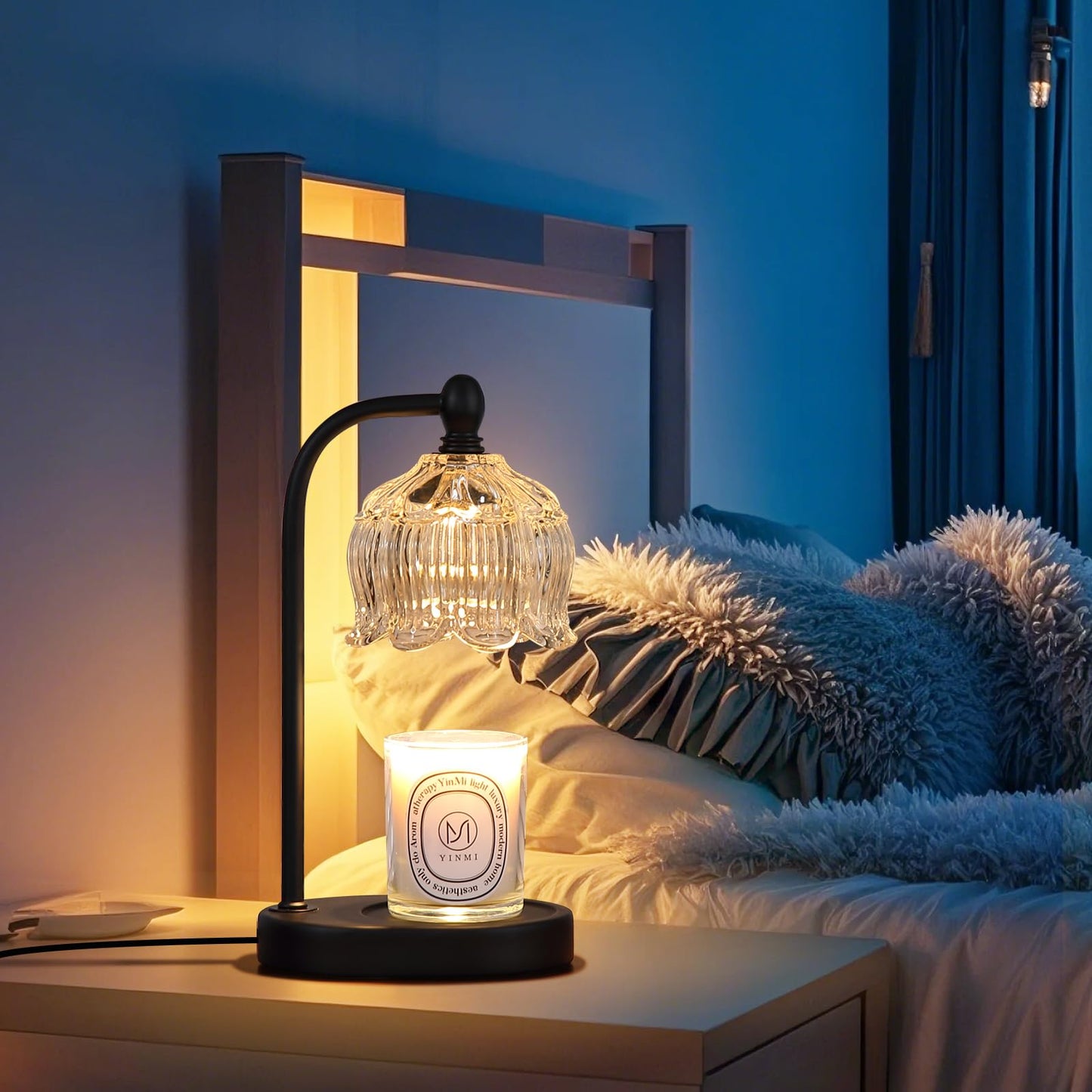 Electric Candle Warmer Lamp with Timer and Dimmer,Flameless Wax Black Melt Warmer with 2 Bulbs for Jar Candles,House Warming Gifts New Home Decor for Mothers Day Gifts Birthday Gift