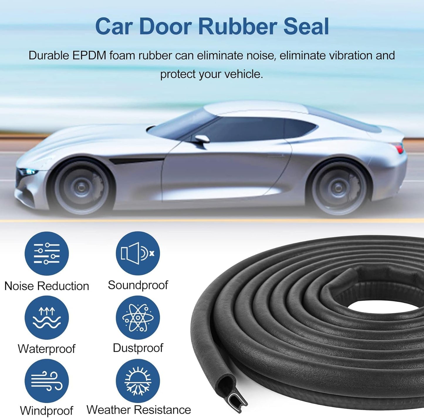 Automotive Door Weather Stripping 20Ft Car Door Rubber Edge Trim Seal Strip Gasket with Top Bulb Easy to Install for Car Bus Camper Boat RV Truck Doors and Home Applications
