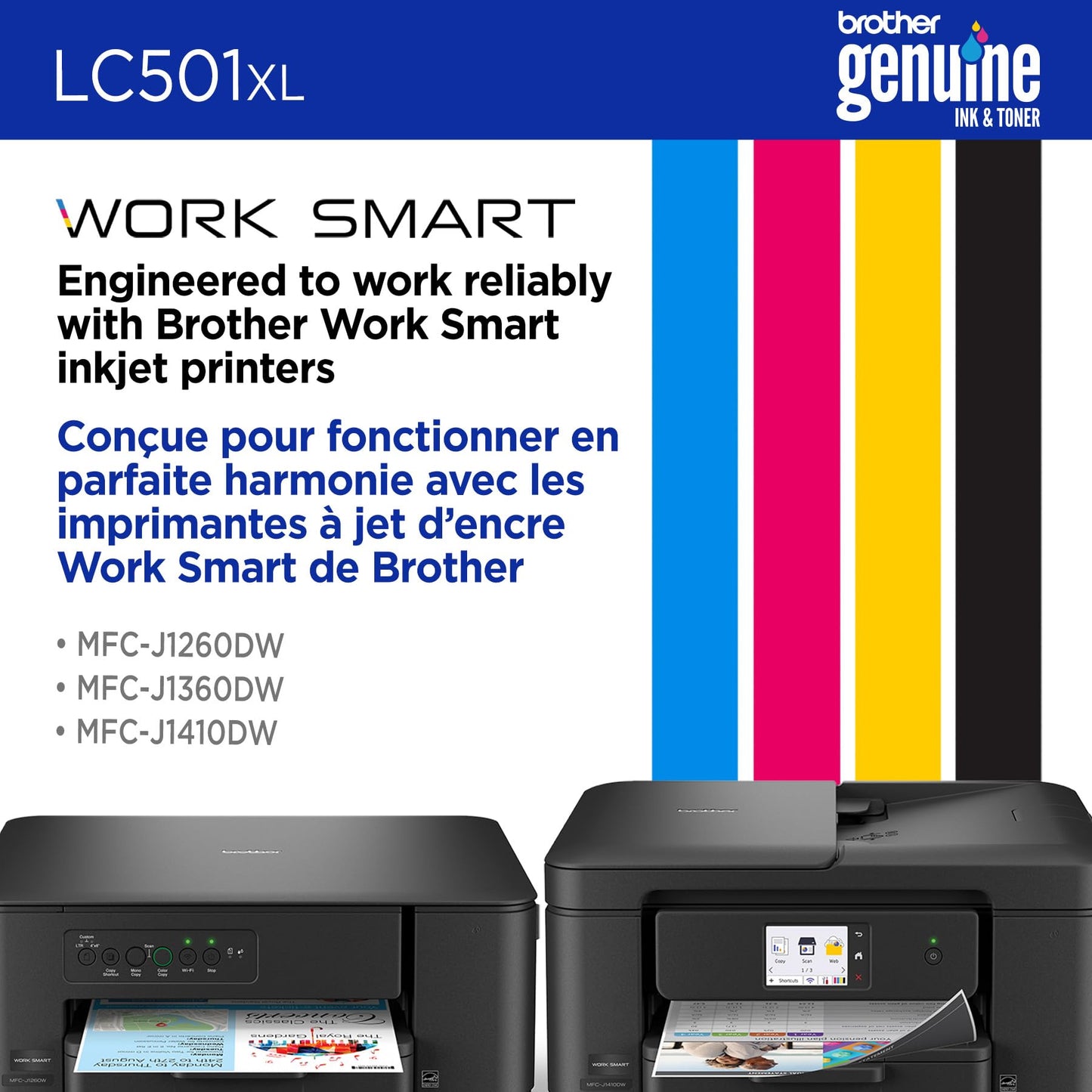 Brother Genuine LC501XLBKS High Yield Black Ink Cartridge for Brother Printer MFC-J1260DW, MFC-J1360DW, MFC-J1410DW