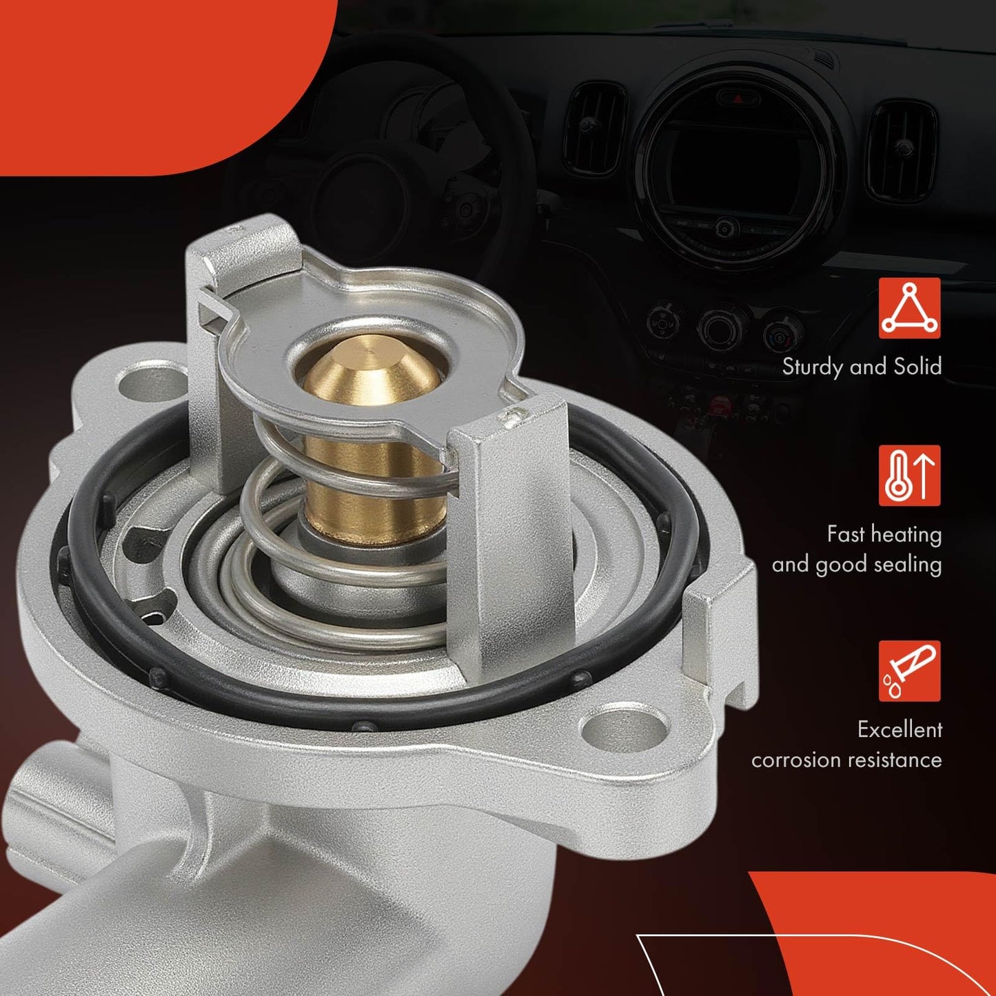 A-Premium Engine Coolant Thermostat Housing Assembly with O-ring Compatible with Jeep Grand Cherokee 2011-2015, Wrangler 2012-2017, Wrangler JK 2018 & Dodge Durango 2011-2015, 3.6L