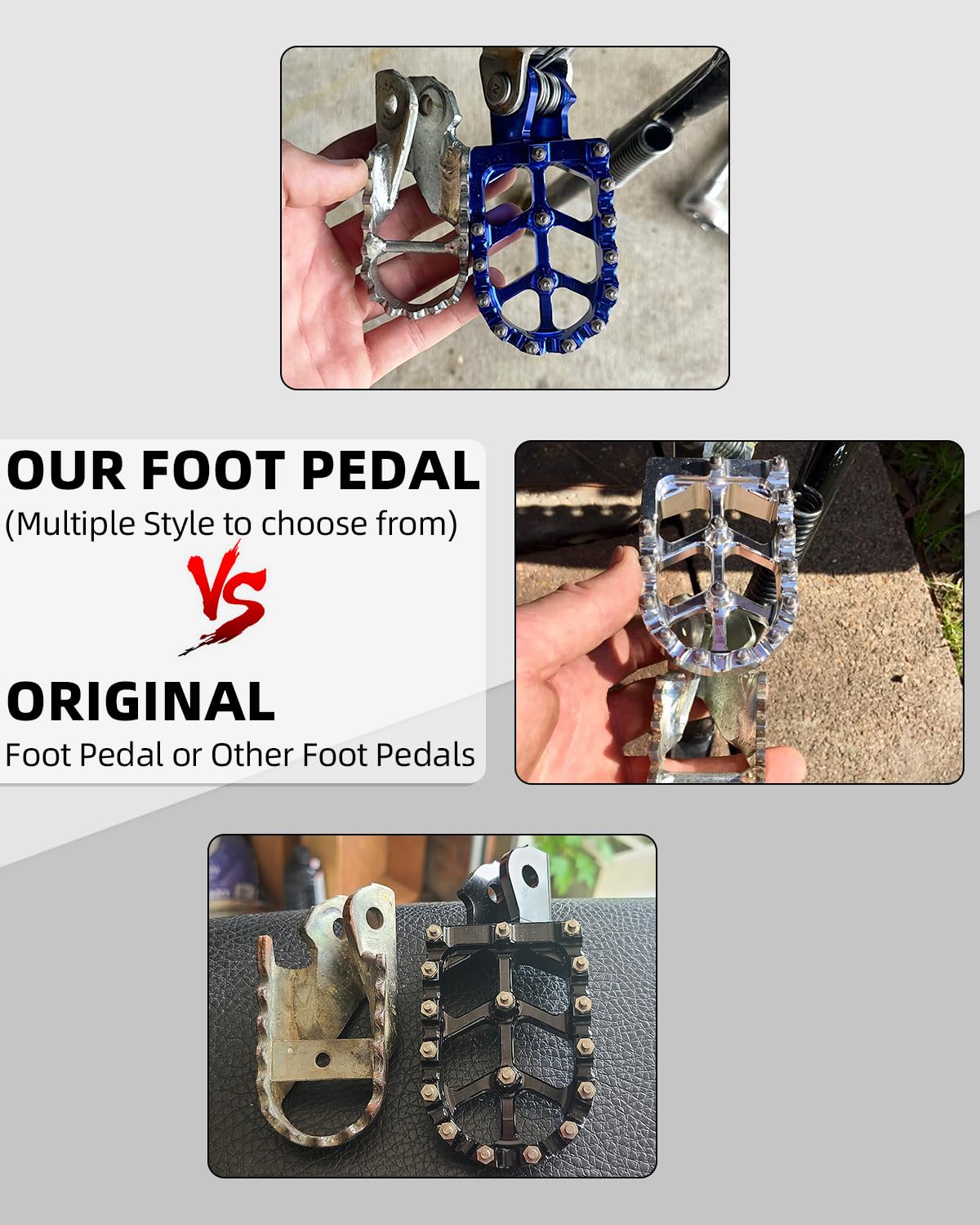 JFG RACING Dirt Bike Pegs,Motorcycle Dirt Bike Foot Pegs MX Foot Pedals Rests CNC for Light Bee Surron Sur Ron/CRF150F 2003-2017/CRF230F 2003-2019 - Black