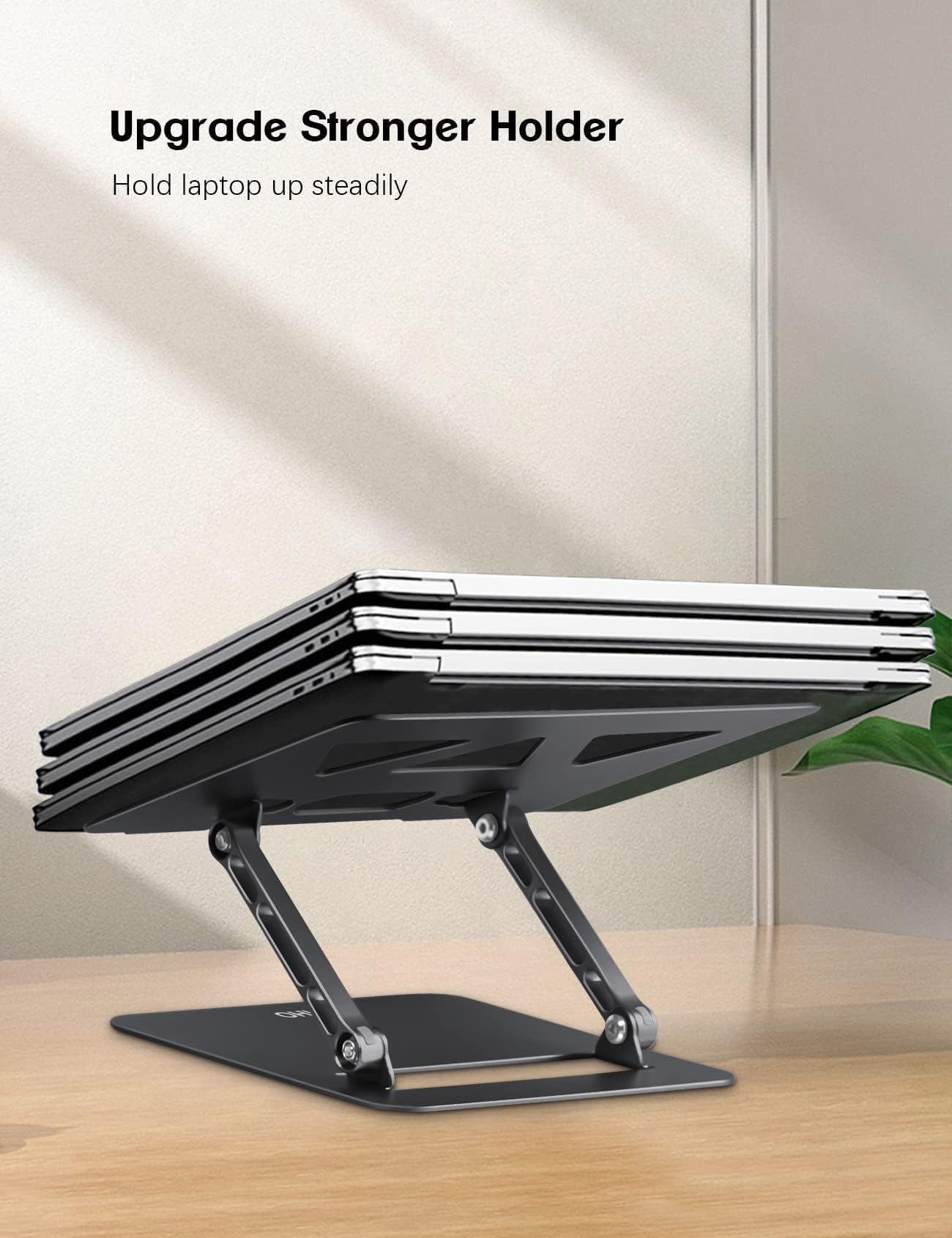 Aoviho Adjustable Laptop Stand for Desk, Portable Laptop Stand Holder and Riser, Foldable Aluminum Notebook Computer Stand for MacBook Air Pro HP Lenovo Dell Samsung Chromebook, 10-15.6 inch(Black)