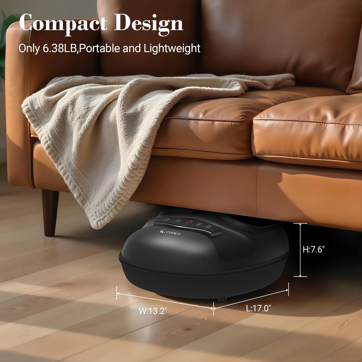 CuPiLo Shiatsu Foot Massager with Heat - Deep Tissue Kneading Foot Massager for Plantar Fasciitis,Adjustable Compression & Heat for Neuropathy,Feet Fatigue,Ideal Gifts for Women,Men,Fits Size Up to 13"