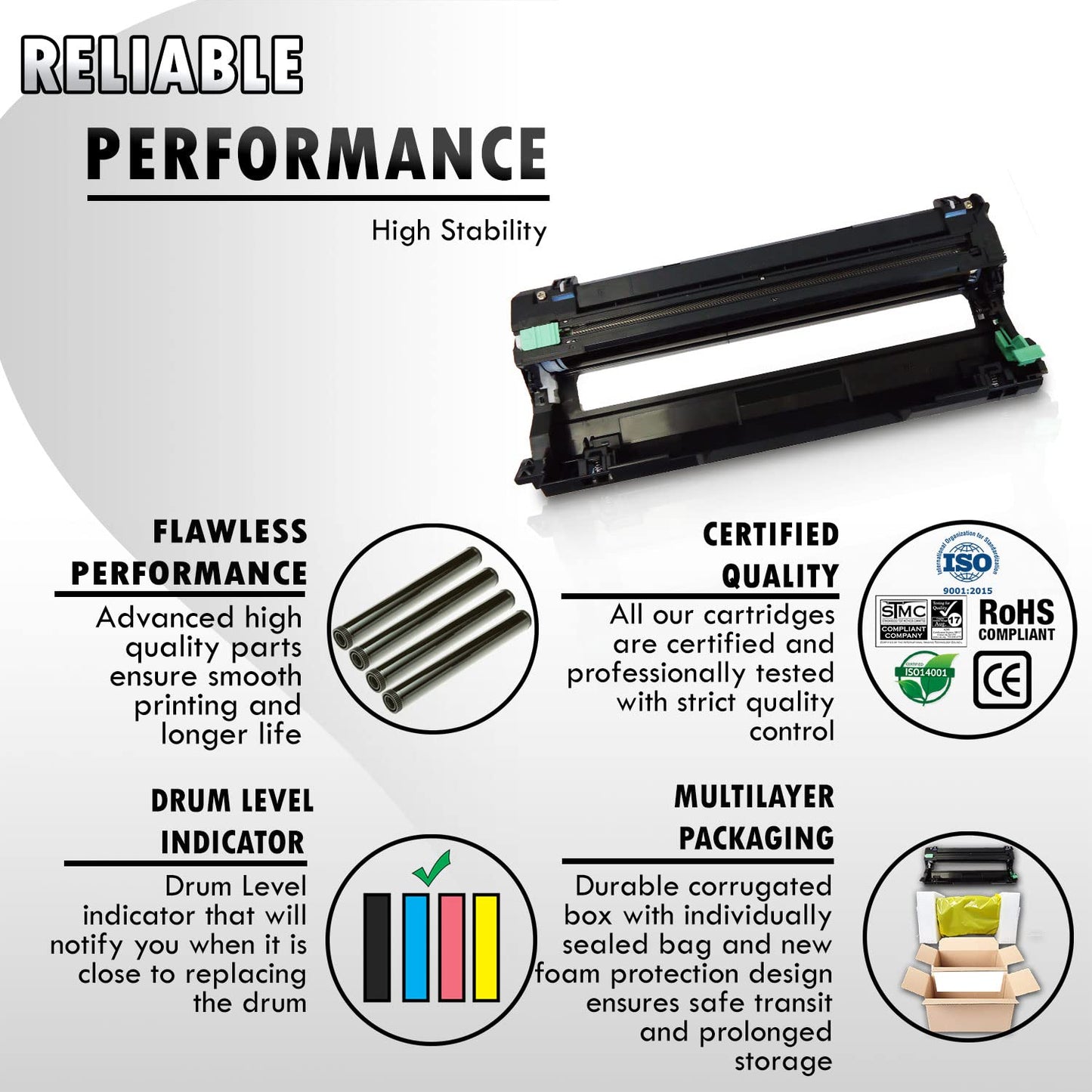 Inkfirst Compatible Drum Unit DR-223CL DR223CL (for BK or C or M or Y) replacement for Brother DR223 DR-223 MFC-L3710CW MFC-L3750CDW MFC-L3770CDW HL-L3210CW HL-L3230CDW HL-L3270CDW HL-L3290CDW (1Pack)