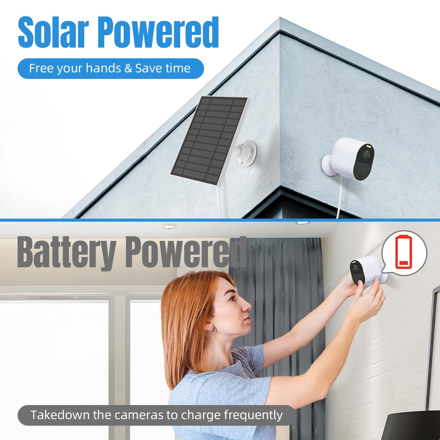 Arlo Solar Panel for Arlo Pro 3 Camera/Arlo 4/ Pro 3 Floodlight/Pro 5S/ Arlo Ultra 2,IP67 Waterproof for Continuous Power Supply in The Outdoor - 13.1ft Magnetic Connection Port