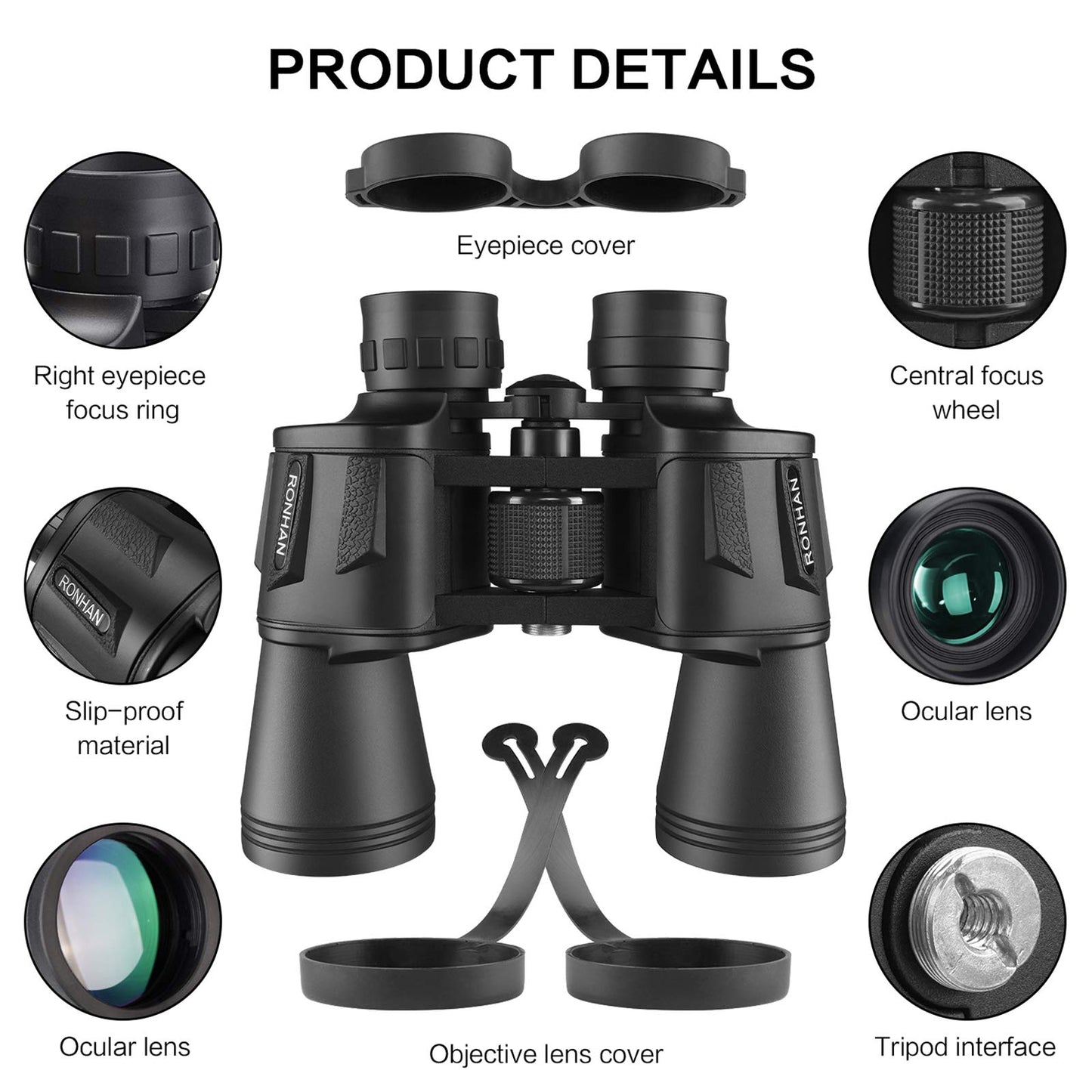 20x50 High Power Military Binoculars, Compact HD Professional/Daily Waterproof Binoculars Telescope for Adults Bird Watching Travel Hunting Football-BAK4 Prism FMC Lens-with Case and Strap (20X50)