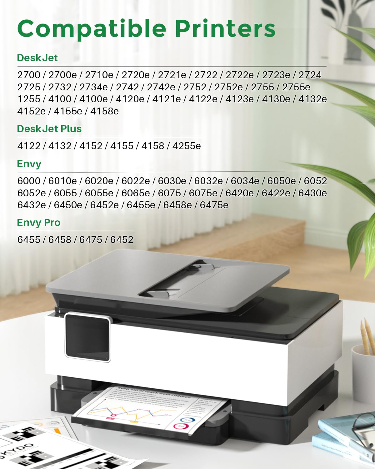 [2-Pack] 67XL Ink Cartridge Combo Pack Black Color Compatible Replacement for HP 67 XL 67XXL Use with Deskjet 2755e 2700 4155e 2855e Envy 6455e 6055e Printer (Black and Tri-Color)