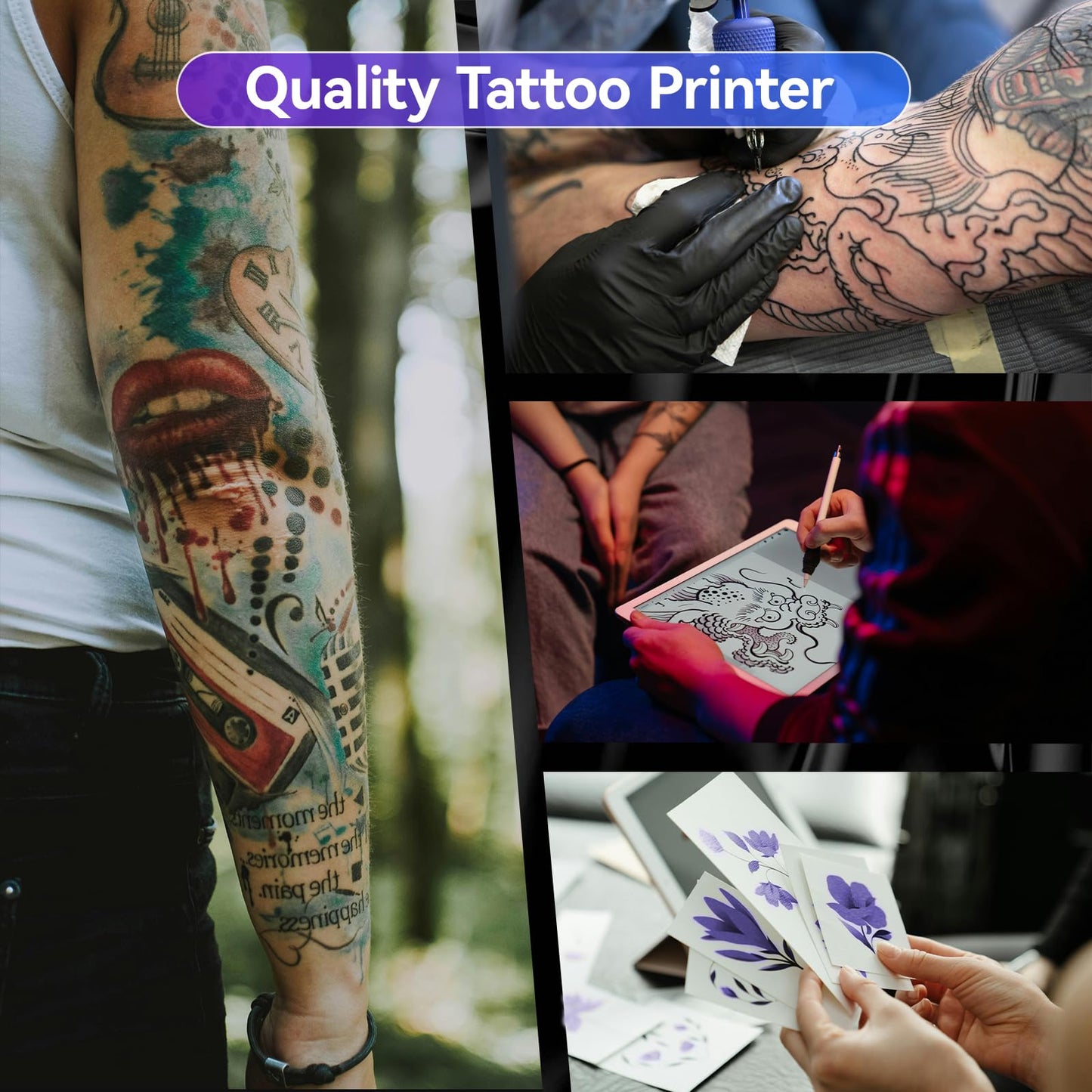 PeriPage Wireless Tattoo Stencil Printer, Portable Thermal Tattoo Printer Machine for Artists & Beginners, Tattoo Printers Compatible with Smartphone/Pad/PC, Includes 5pcs Transfer Paper & Tattoo Kit