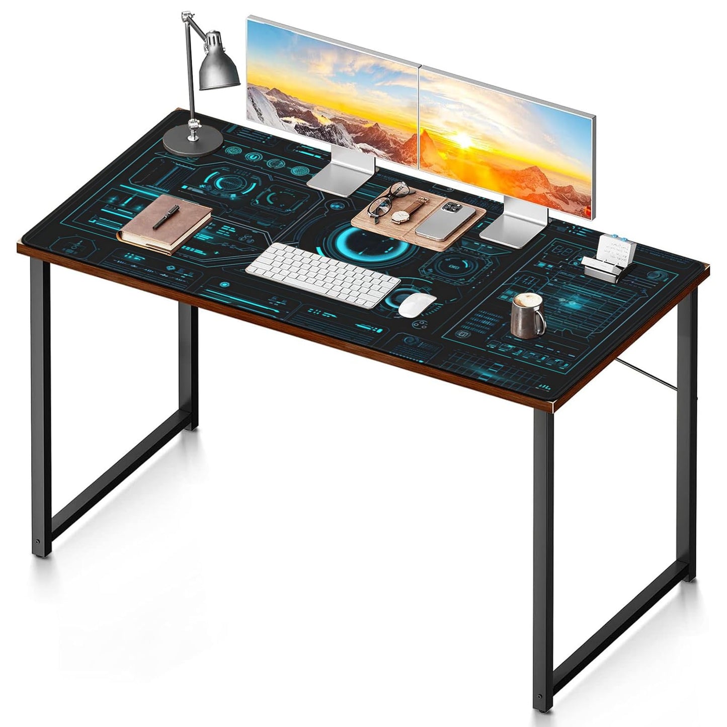 ZOCOZY Large Extended Gaming Mouse Pad, (48" x 24") Big Desk Matt for Desktop, Waterproof Computer Keyboard Mat for Esports Pros/Gamer/Desktop/Office/Home-Cyberpunk Black and Blue