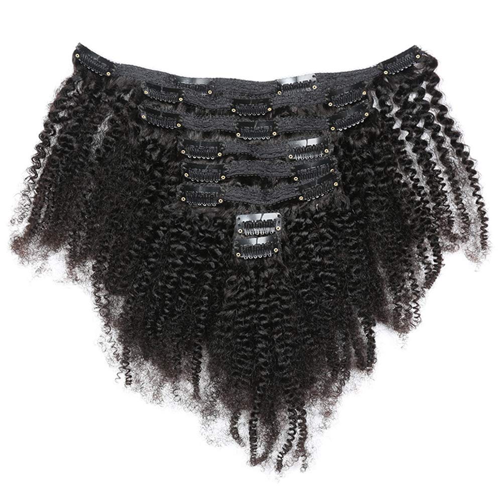 Dsoar 18 inch With 18 Clips 8A Remi Human Hair Clip in Extensions 8Pcs/Set Afro Kinky Curly Double Wefts For Black Women Natural Color 120 Grams/Set