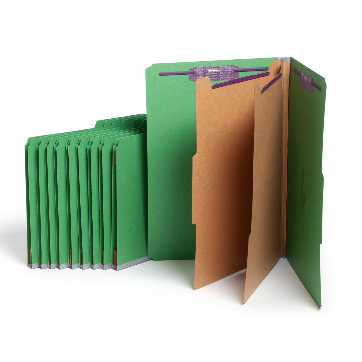 Smead Classification Folder, Legal, 2/5 Right of Center, 2 Dividers, Green, 10 Per Box (19033)