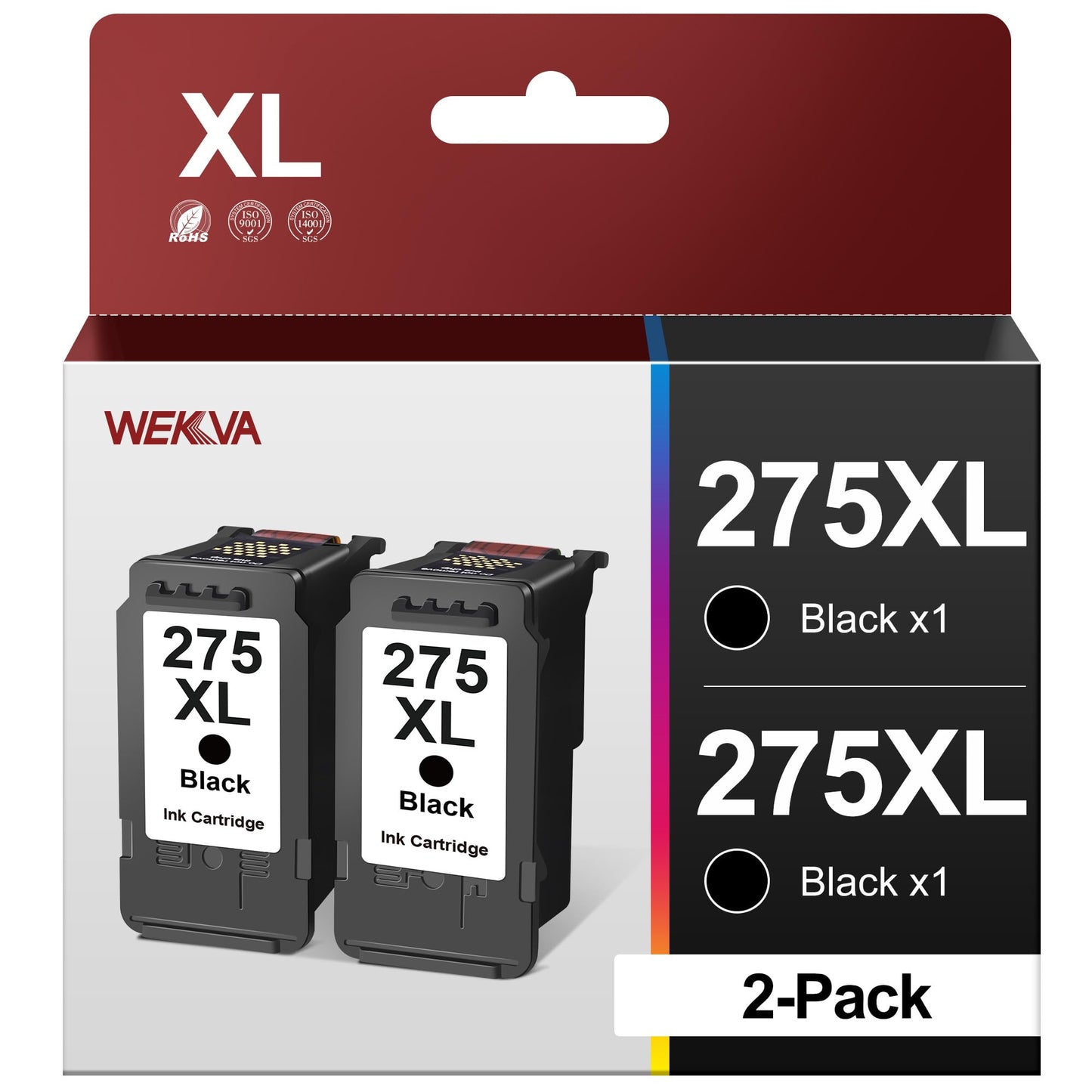PG-275XL Black Ink Cartridge High Capacity Replacement for Canon 275 Black Ink PG-275XL 275XL Compatible to Canon PIXMA TS3500 TS3522 TS3520 TS3720 3722 TR4700 TR4720 TR4722 Printers (2 Black)