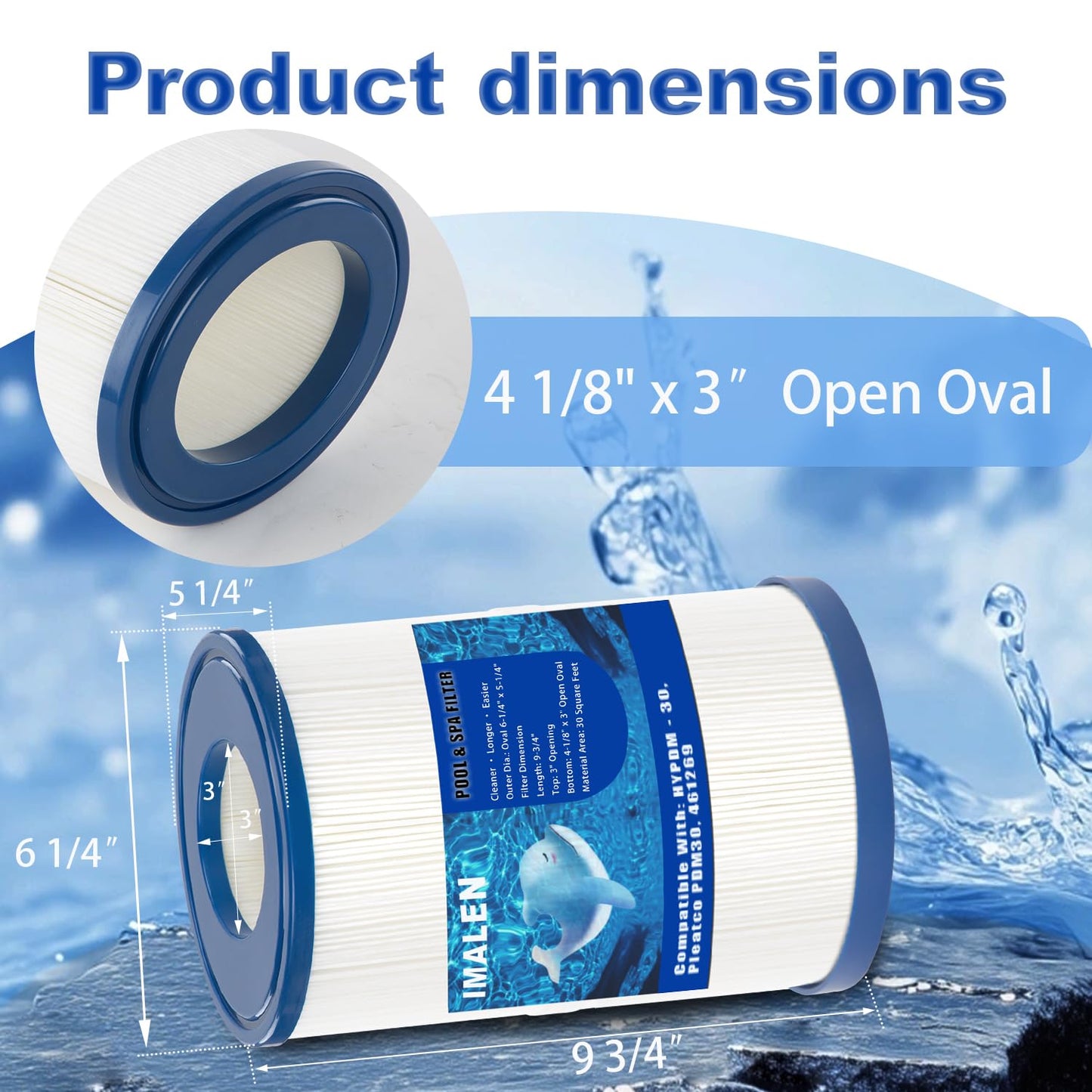 IMALEN Oval Spa Filter Compatible with PDM30 Replaces Dream Maker Hot Tubs 461269, Filbur FC9940M and Odyssey, Big EZ, EZL, Crossover 730L, 730S Hot Tub Filter Cartridge, 2 Pack
