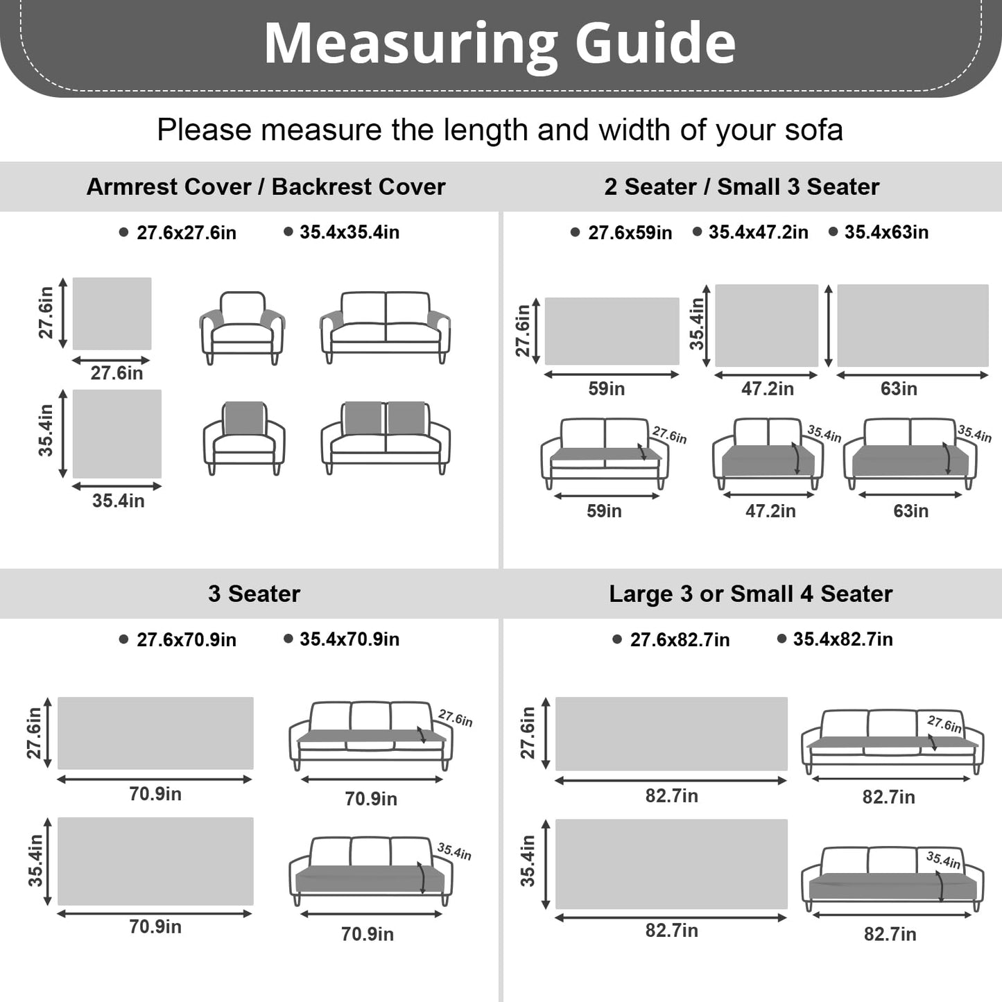 OstepDecor Couch Cover for Dogs, Washable Sofa Covers 4 Seater, Pet Friendly Couch Cover Blanket, Soft Sofa Slipcovers Cushion Protector for Leather, Sectional, Loveseat (35.4" x 82.7", Dark Grey)