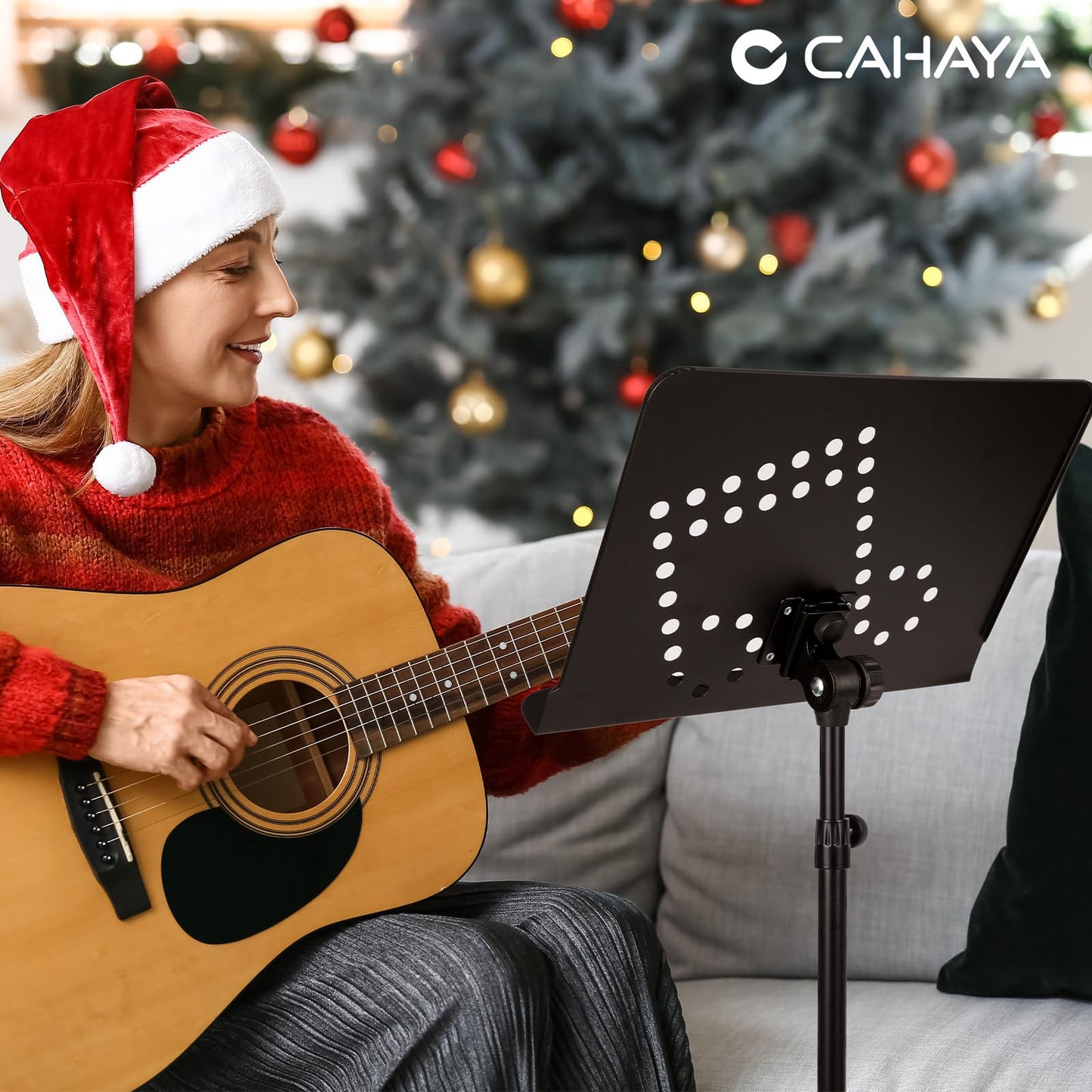CAHAYA Sheet Music Stand Portable: 2 in 1 Music Stand & Desktop Book Stand with Carrying Bag Foldable for Sheet Music Guitar Saxophone Ukulele