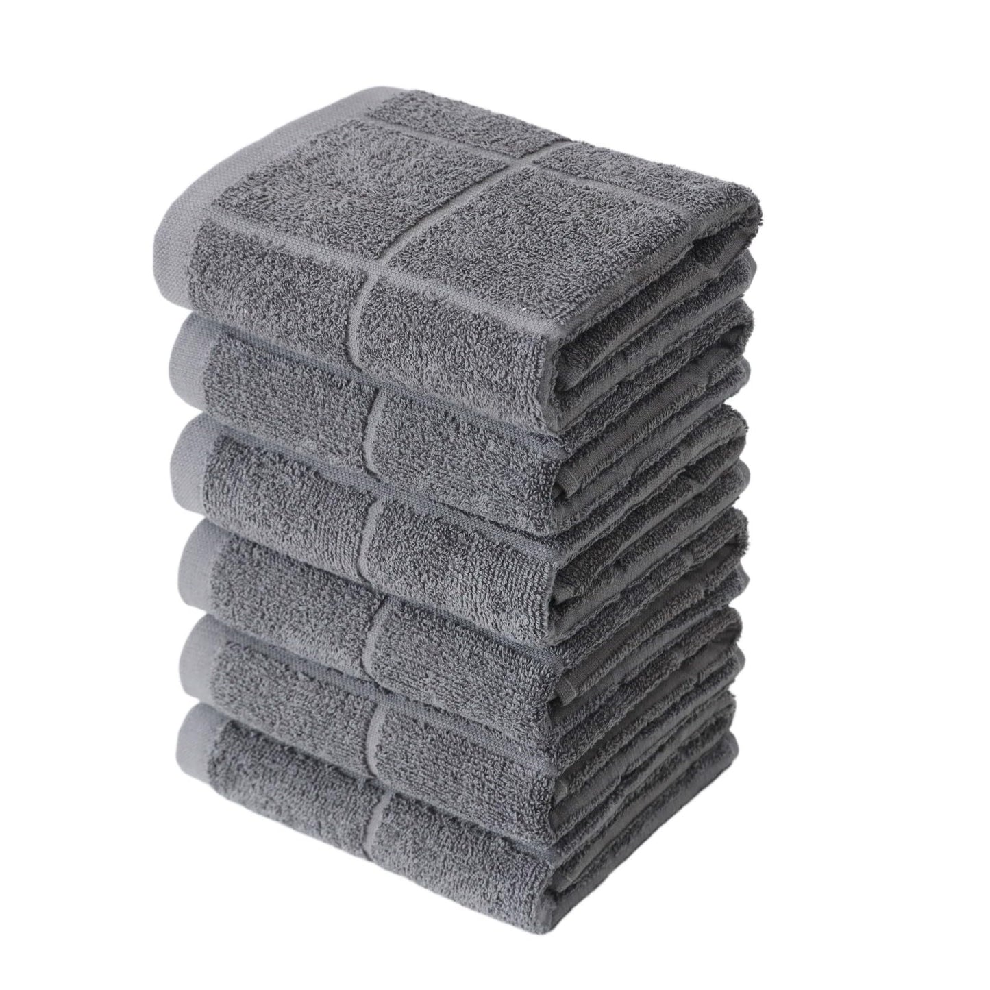 Glynniss Kitchen Towels Pack of 6, Dish Towles for Kitchen Drying, Cotton Kitchen Hand Towels (Grey, 15x25 inches - 6pcs)